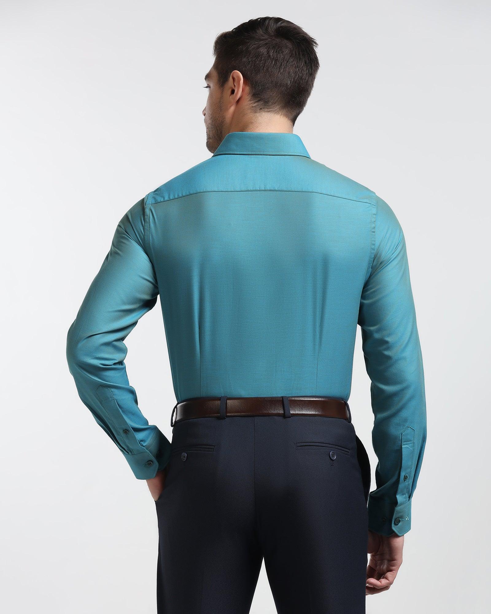 Formal Green Textured Shirt - Brat - Blackberrys