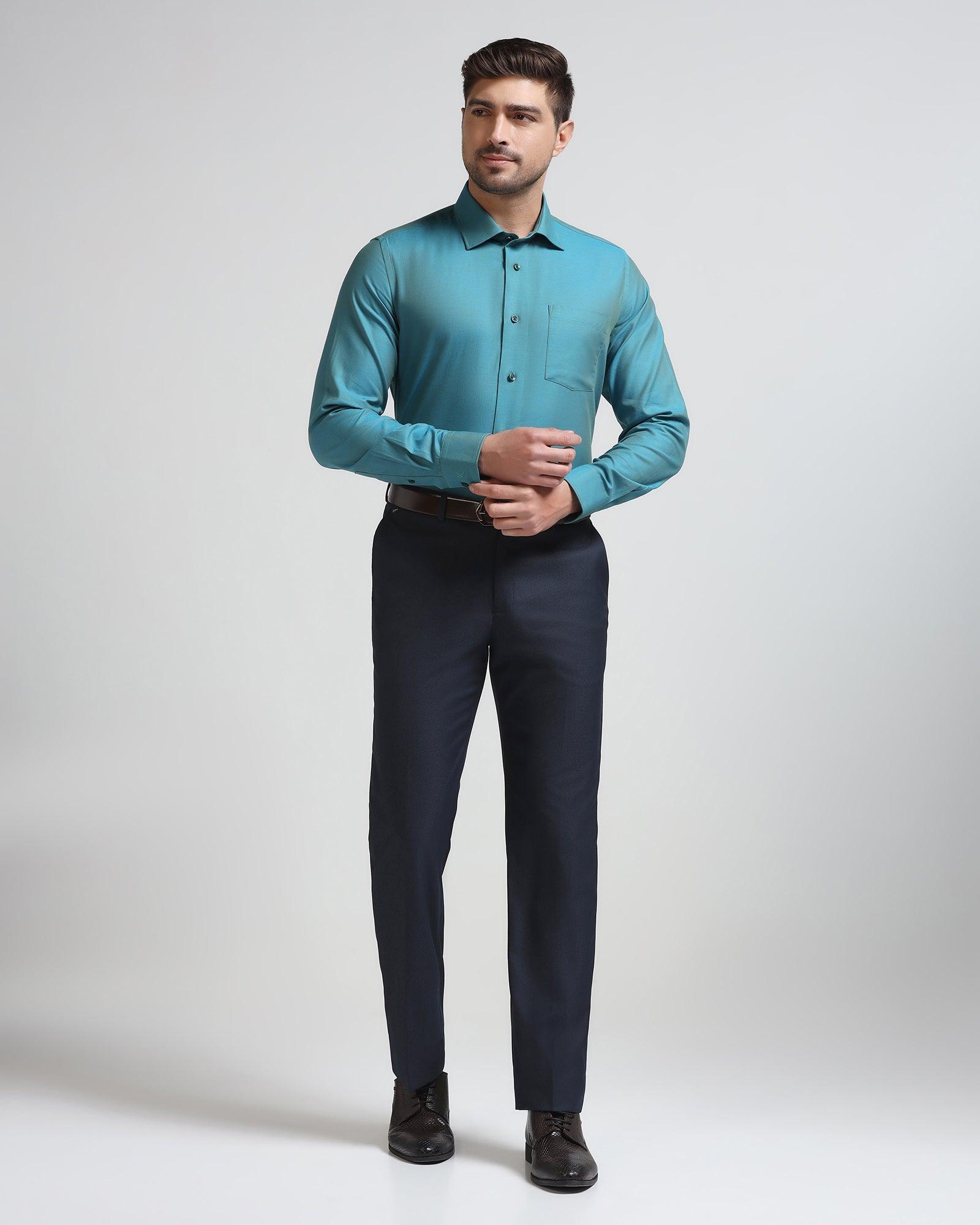 Formal Green Textured Shirt - Brat - Blackberrys