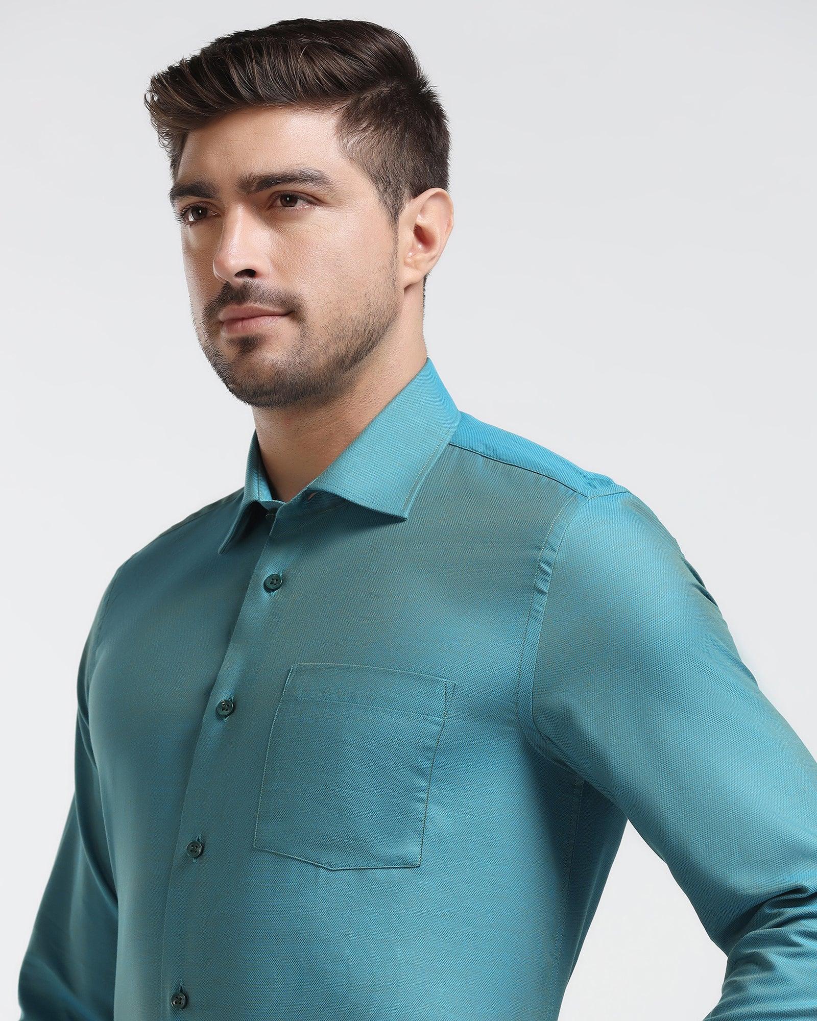 Formal Green Textured Shirt - Brat - Blackberrys