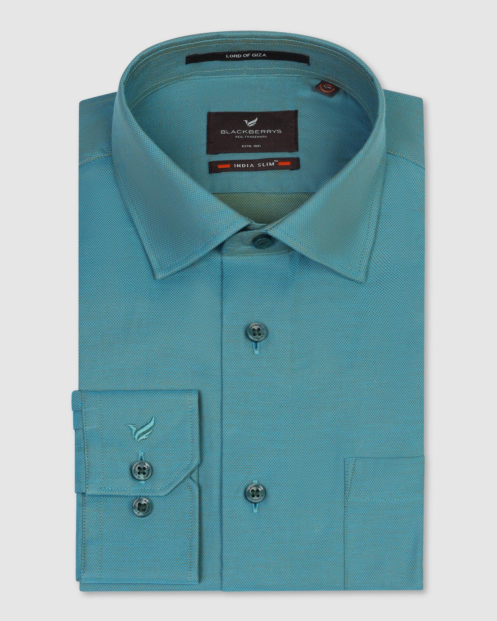 Formal Green Textured Shirt - Brat - Blackberrys