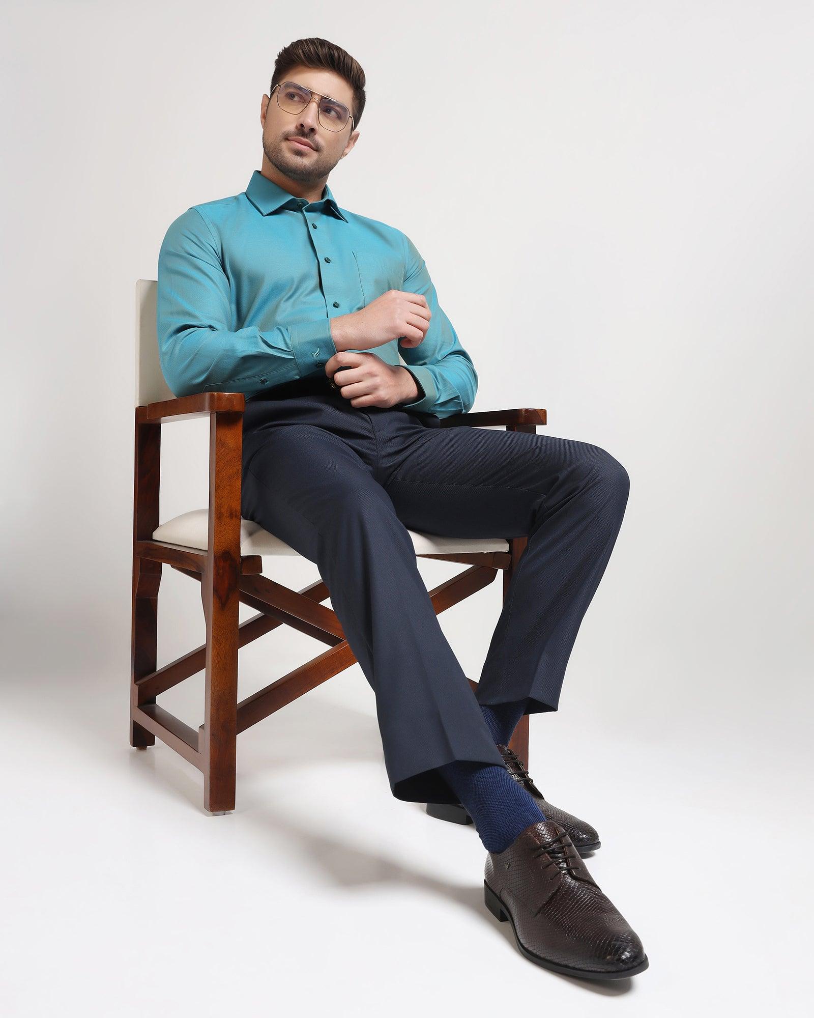 Formal Green Textured Shirt - Brat - Blackberrys