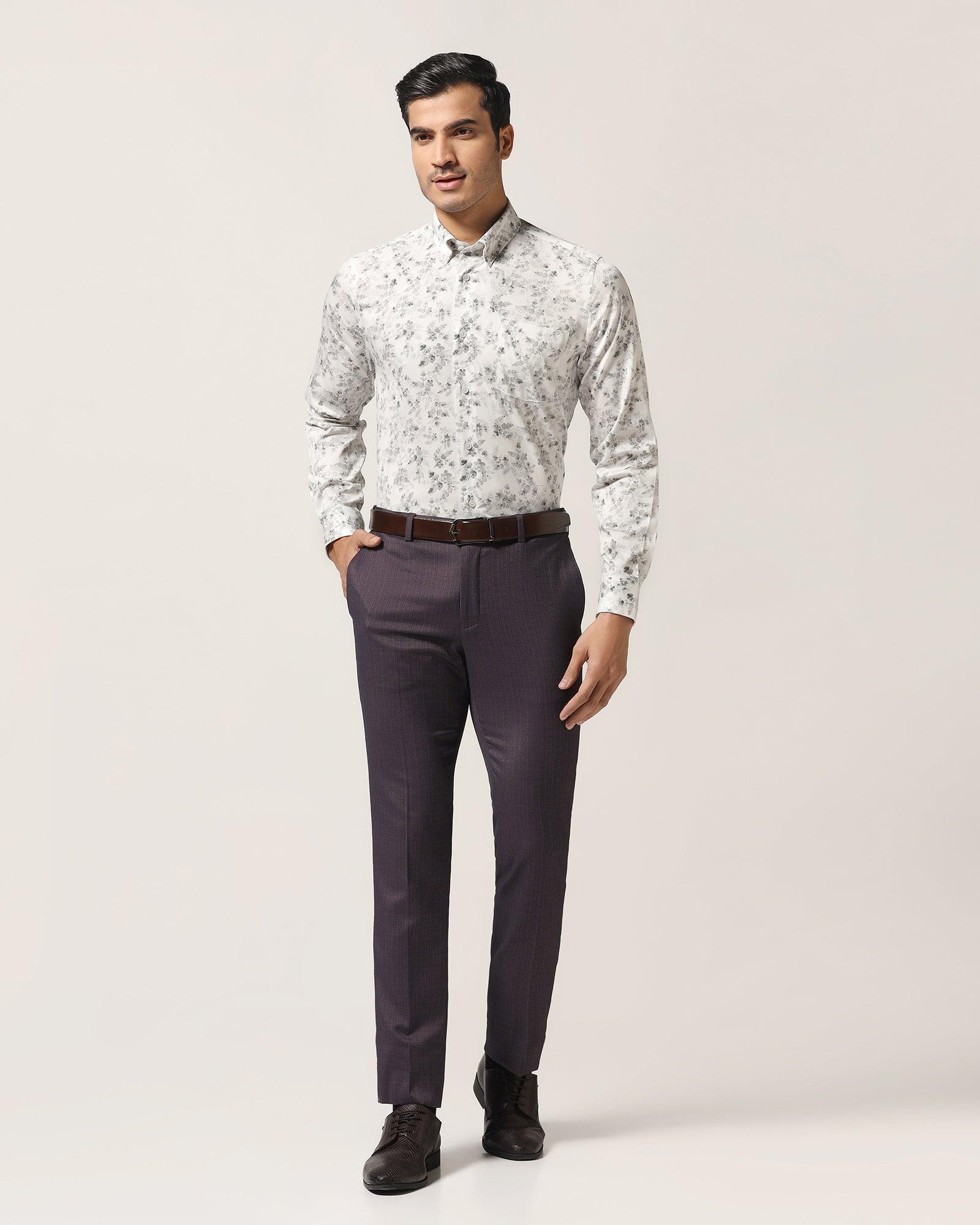 Formal Grey Printed Shirt - Botanic - Blackberrys