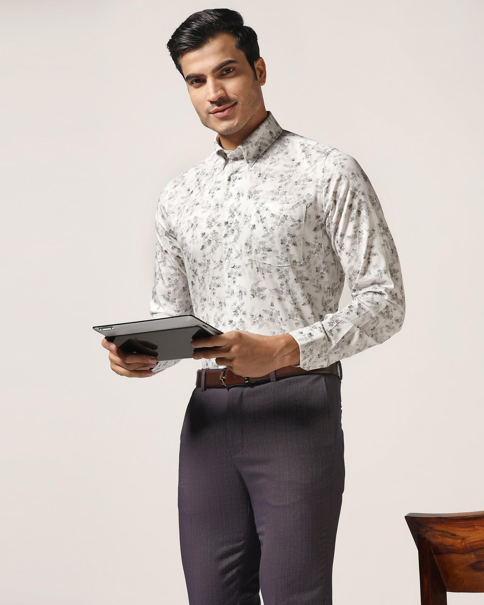 Formal Grey Printed Shirt - Botanic - Blackberrys