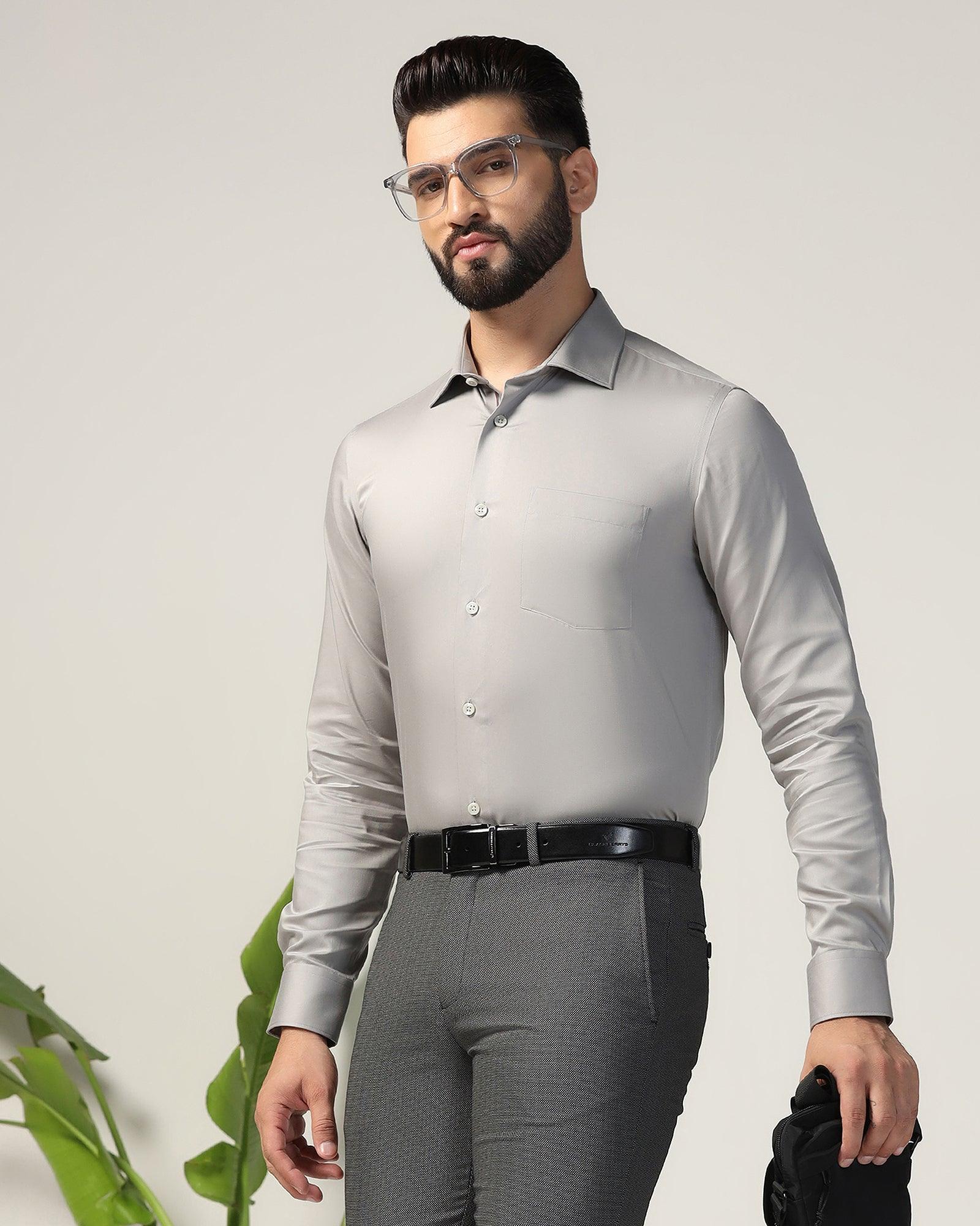 Formal Grey Solid Shirt - Alice