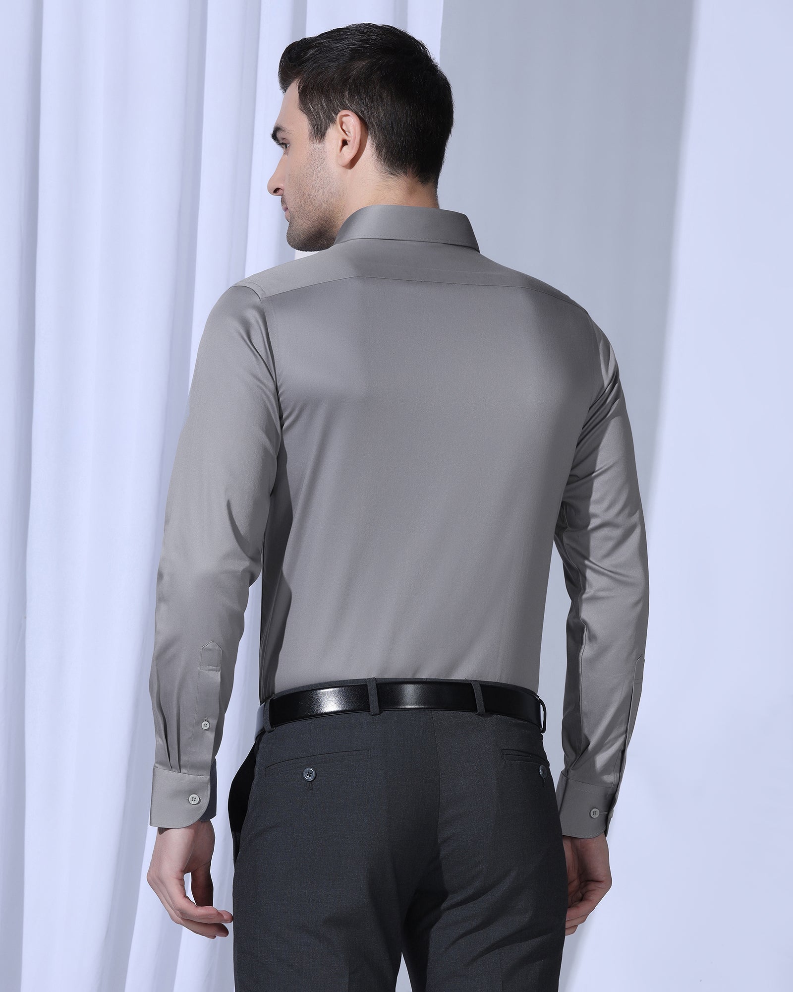 Non Iron Formal Grey Solid Shirt - Georgia