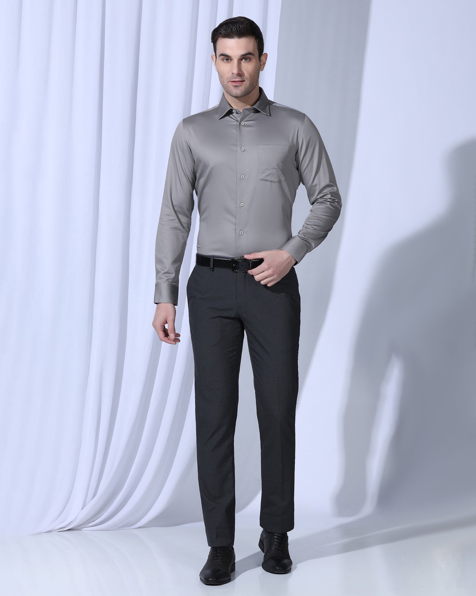 Non Iron Formal Grey Solid Shirt - Georgia