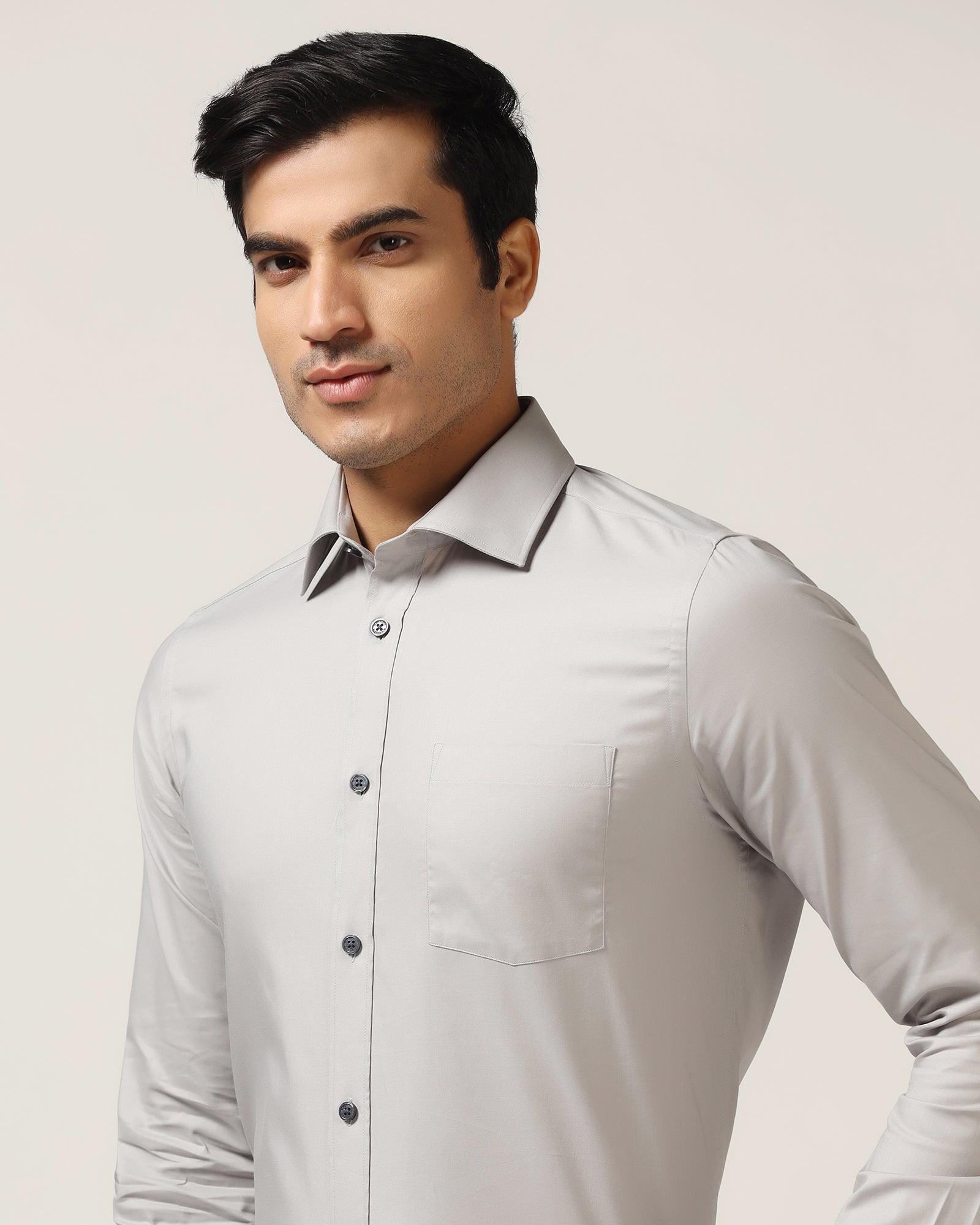 Formal Grey Solid Shirt - Retro - Blackberrys