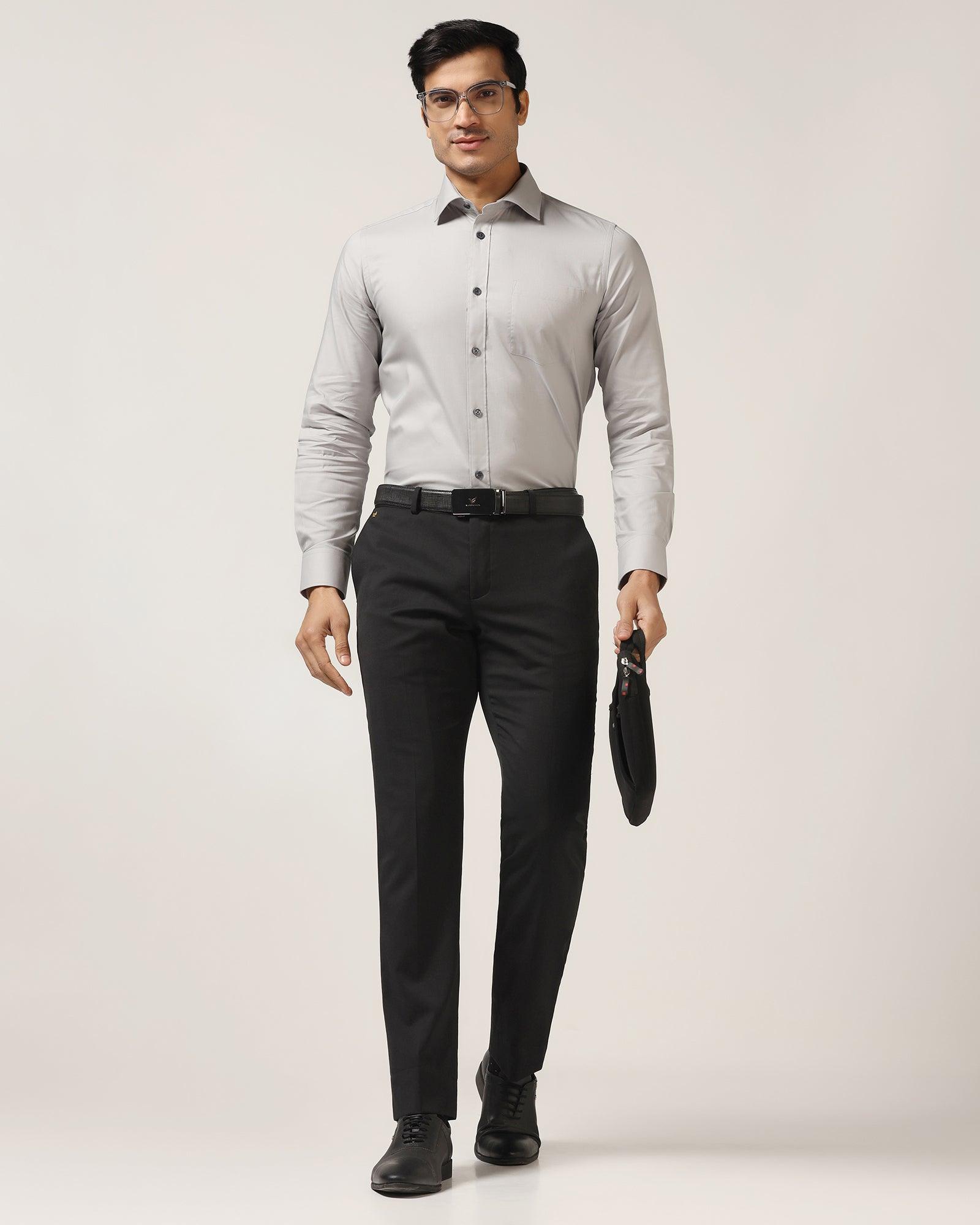 Formal Grey Solid Shirt - Retro - Blackberrys