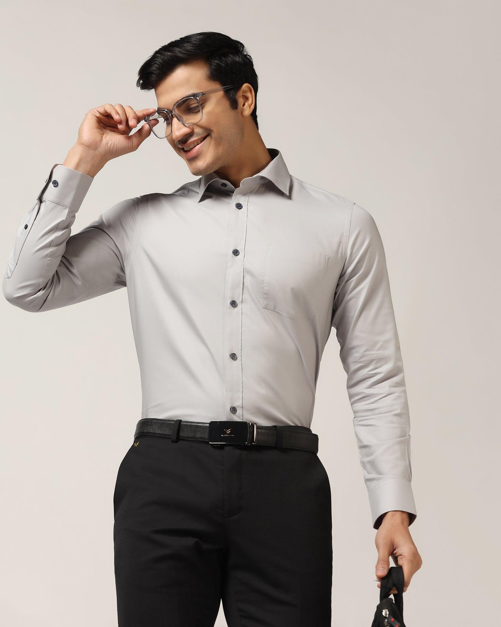 Formal Grey Solid Shirt - Retro - Blackberrys