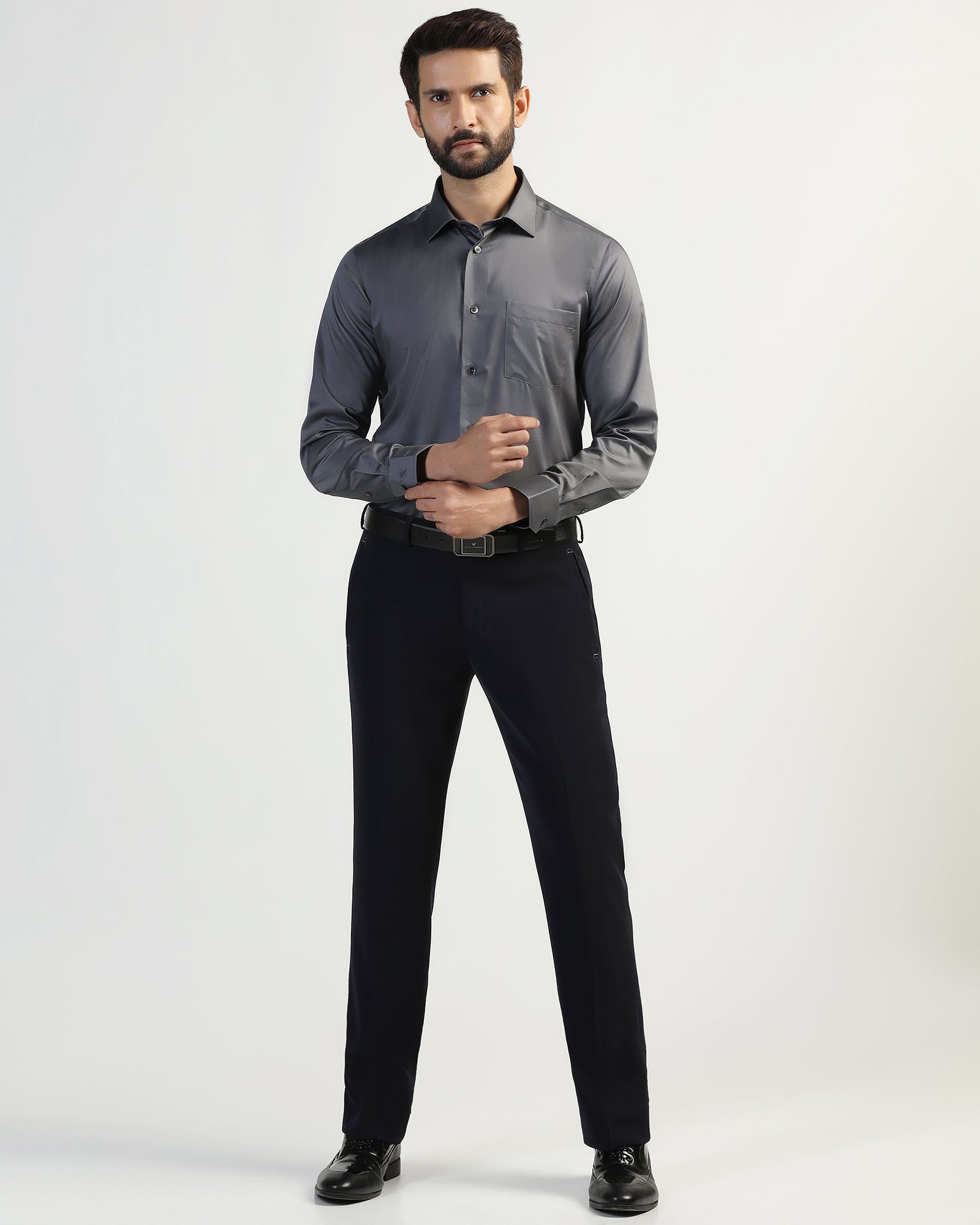 Formal Grey Solid Shirt - Roger