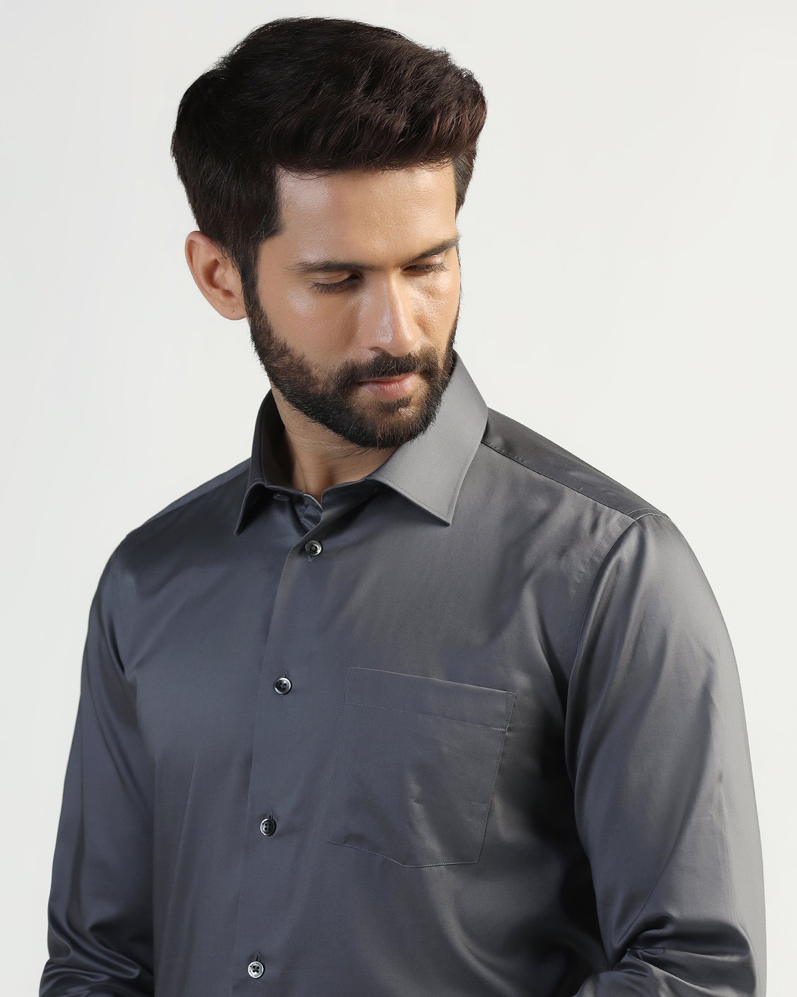 Formal Grey Solid Shirt - Roger