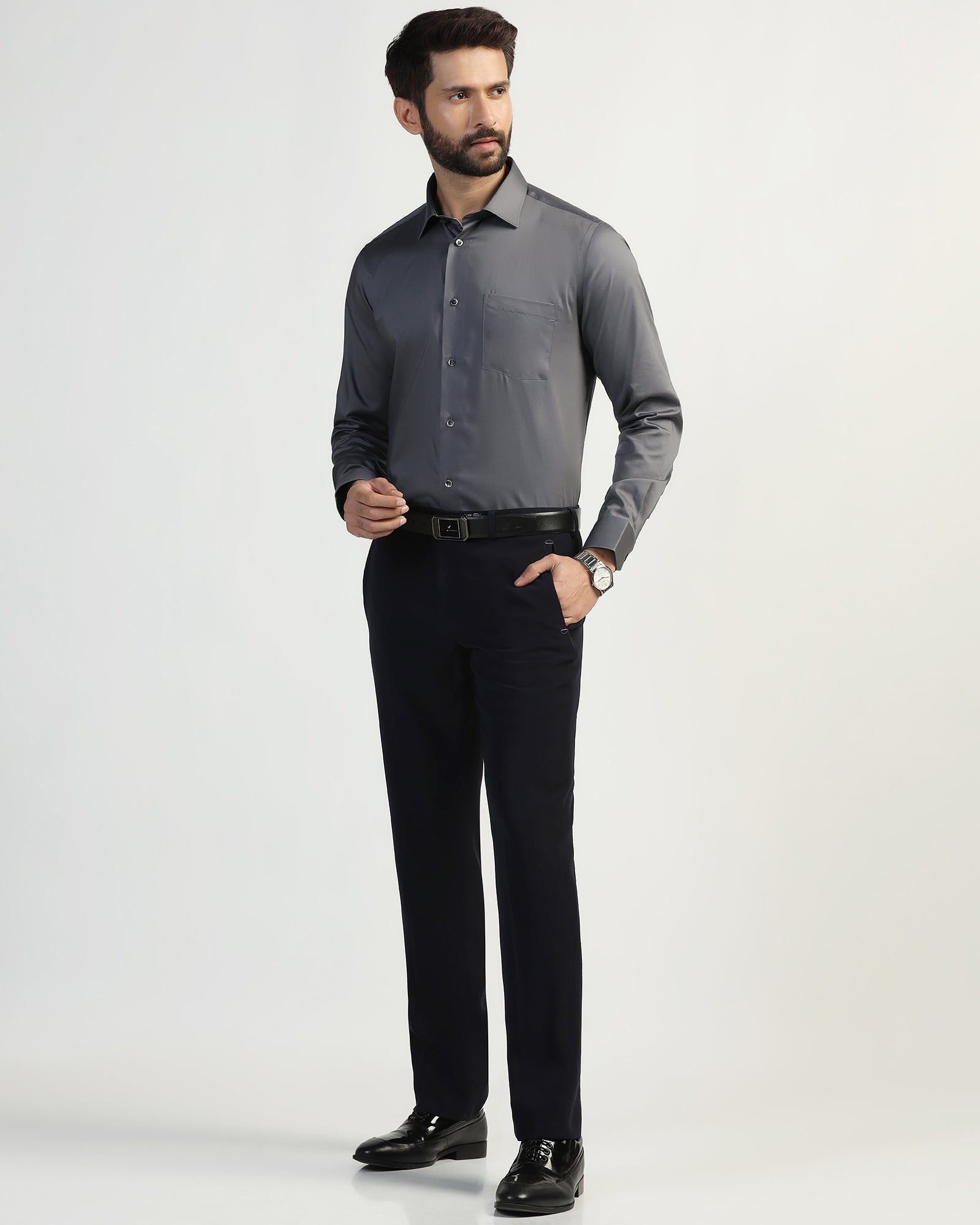Formal Grey Solid Shirt - Roger