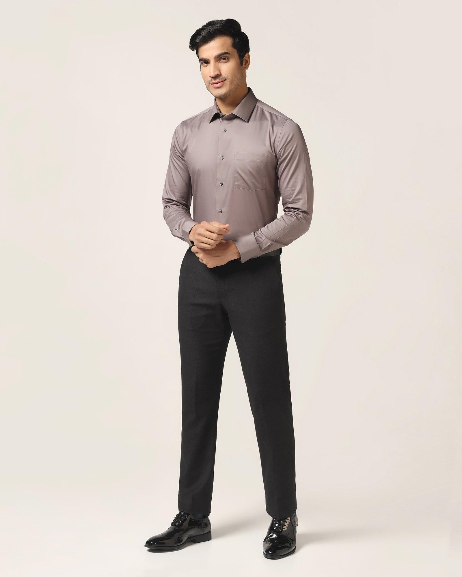 Formal Grey Solid Shirt - Simble - Blackberrys