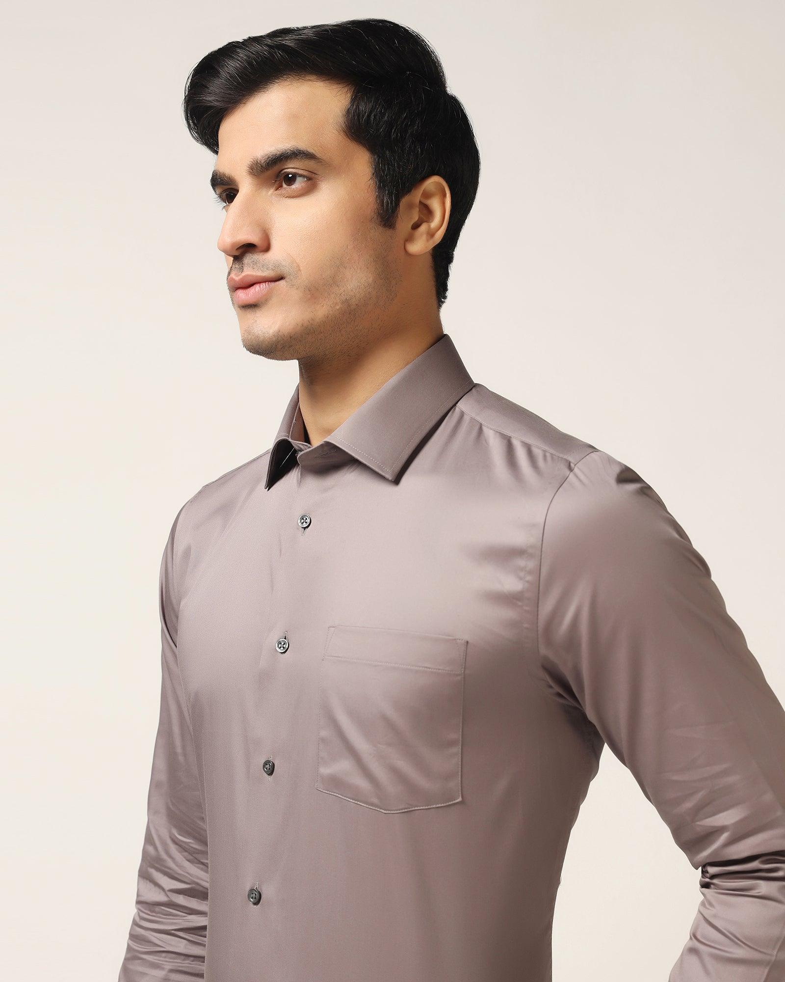 Formal Grey Solid Shirt - Simble - Blackberrys