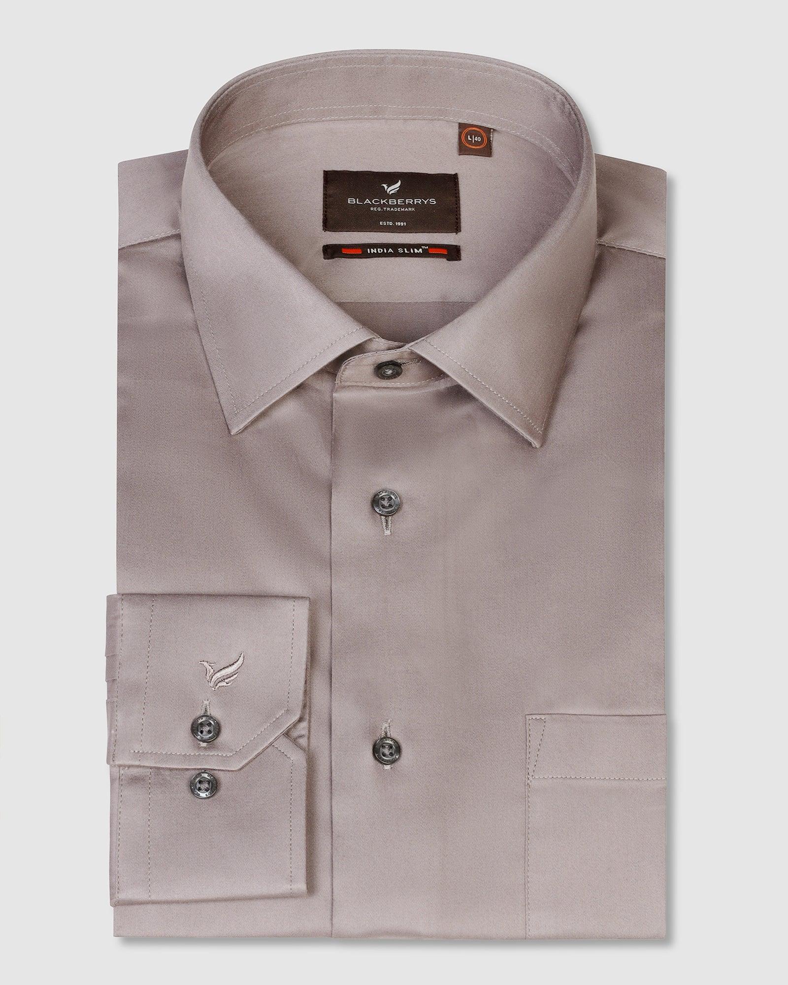 Formal Grey Solid Shirt - Simble - Blackberrys