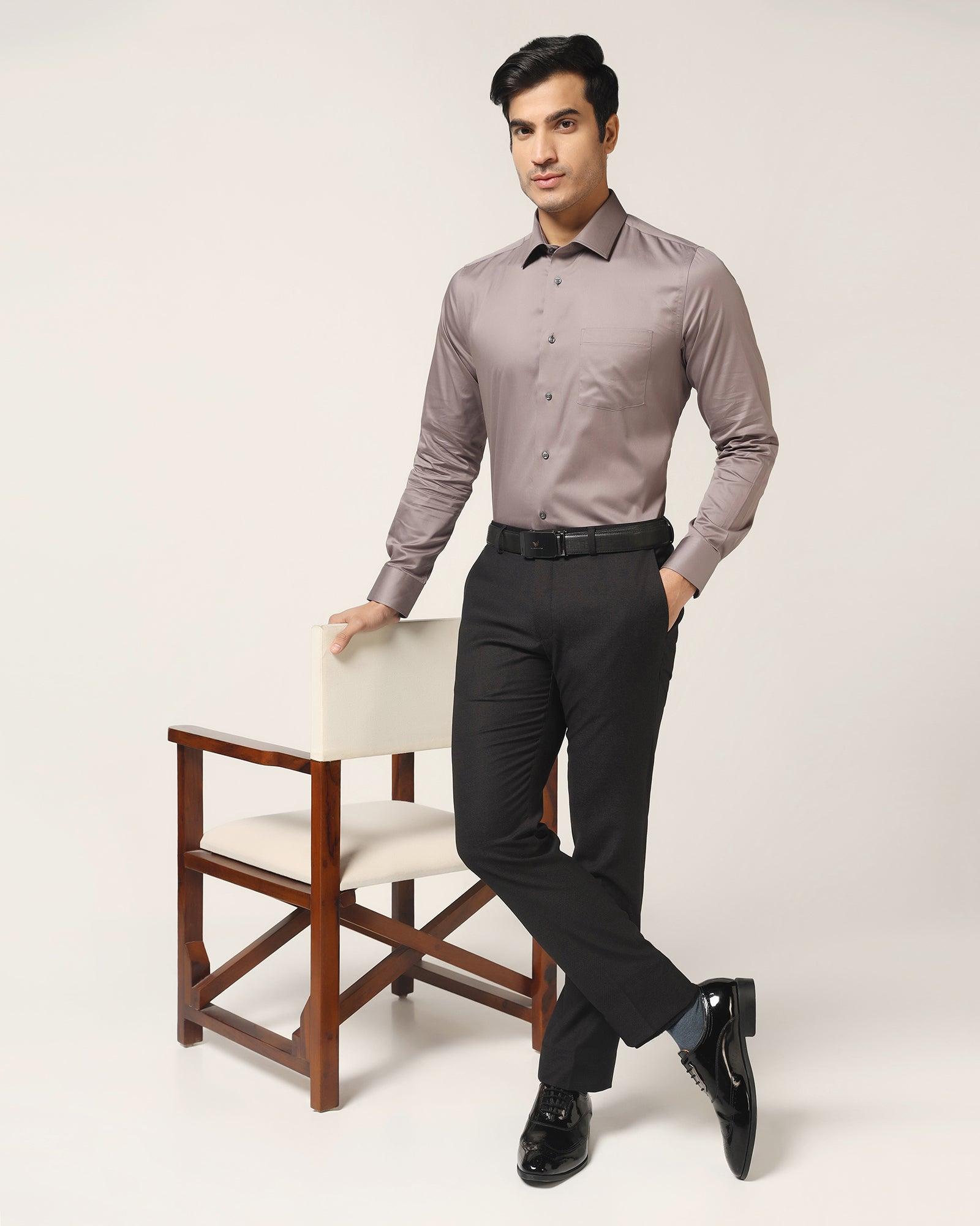 Formal Grey Solid Shirt - Simble - Blackberrys