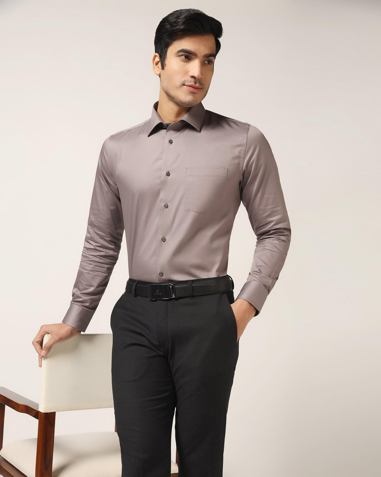 Formal Grey Solid Shirt - Simble - Blackberrys