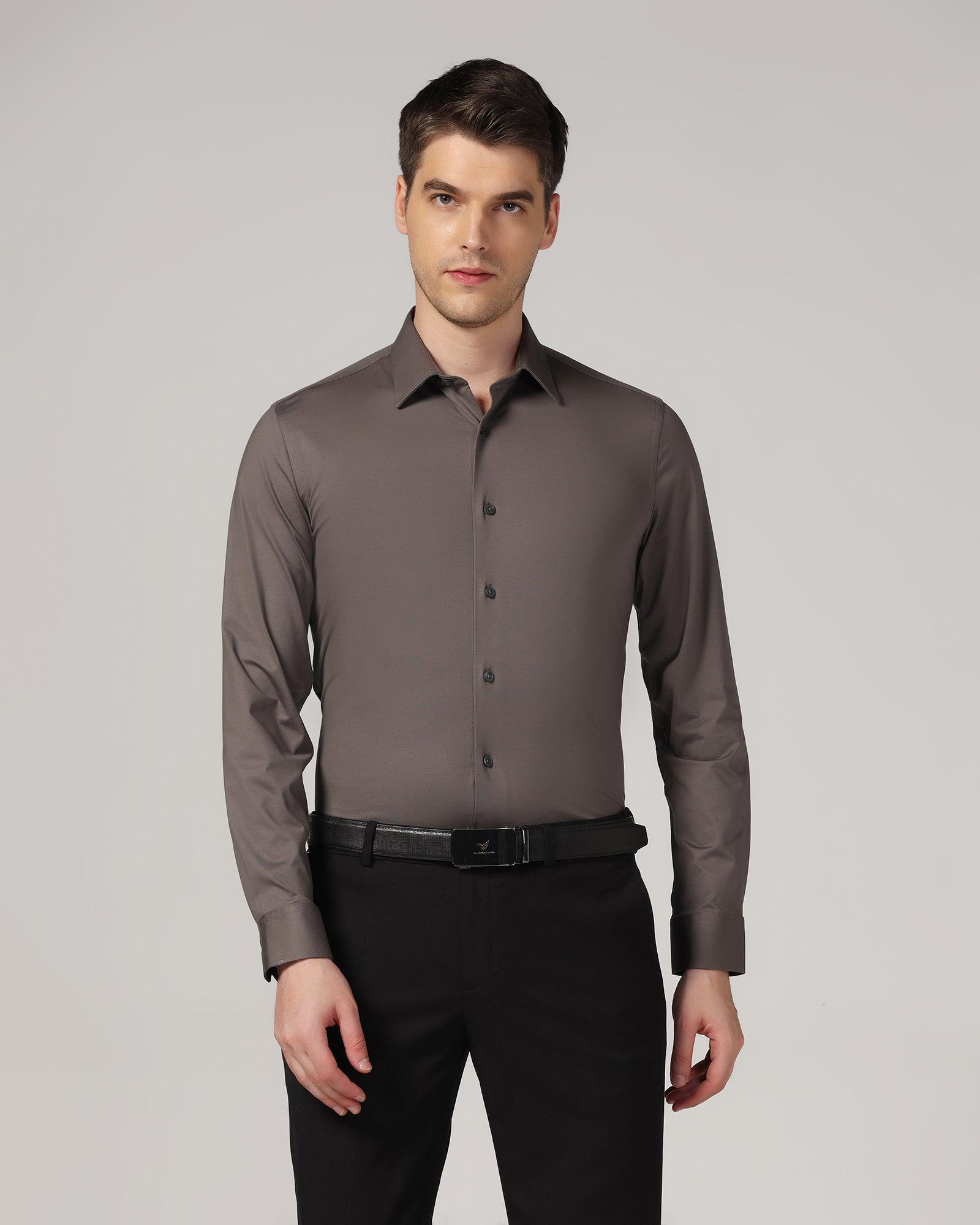 Formal Grey Solid Shirt - Sofk01 - Blackberrys