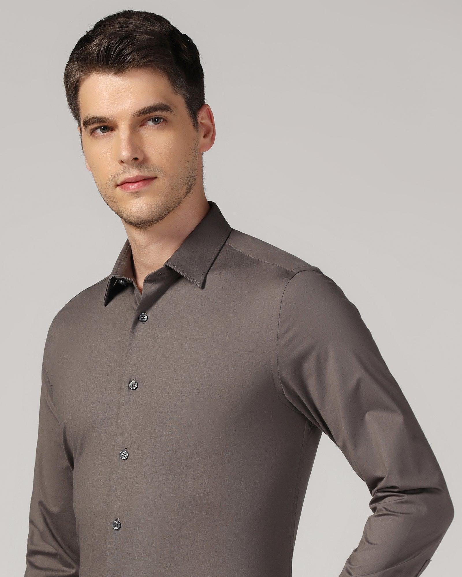 Formal Grey Solid Shirt - Sofk01 - Blackberrys