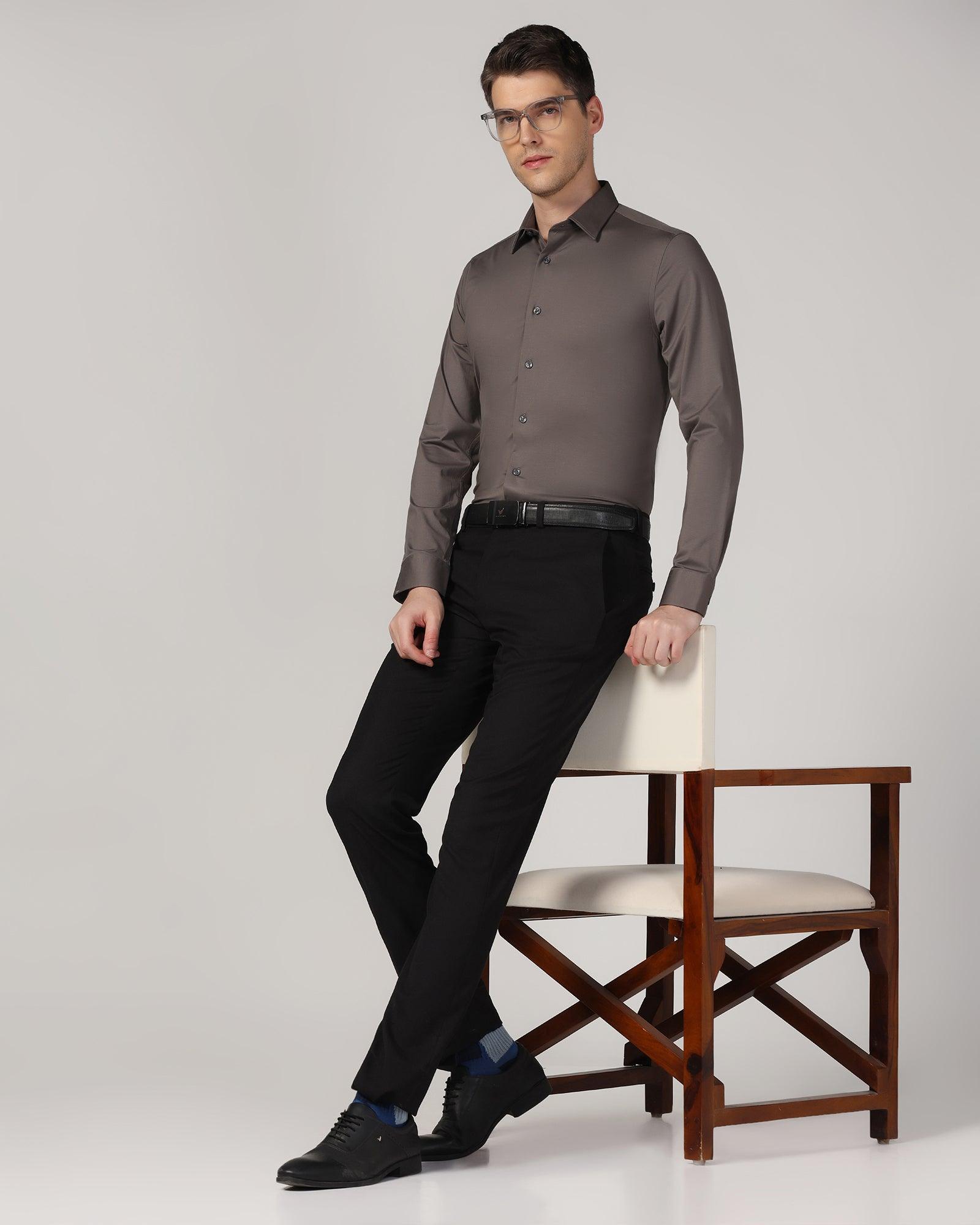 Formal Grey Solid Shirt - Sofk01 - Blackberrys