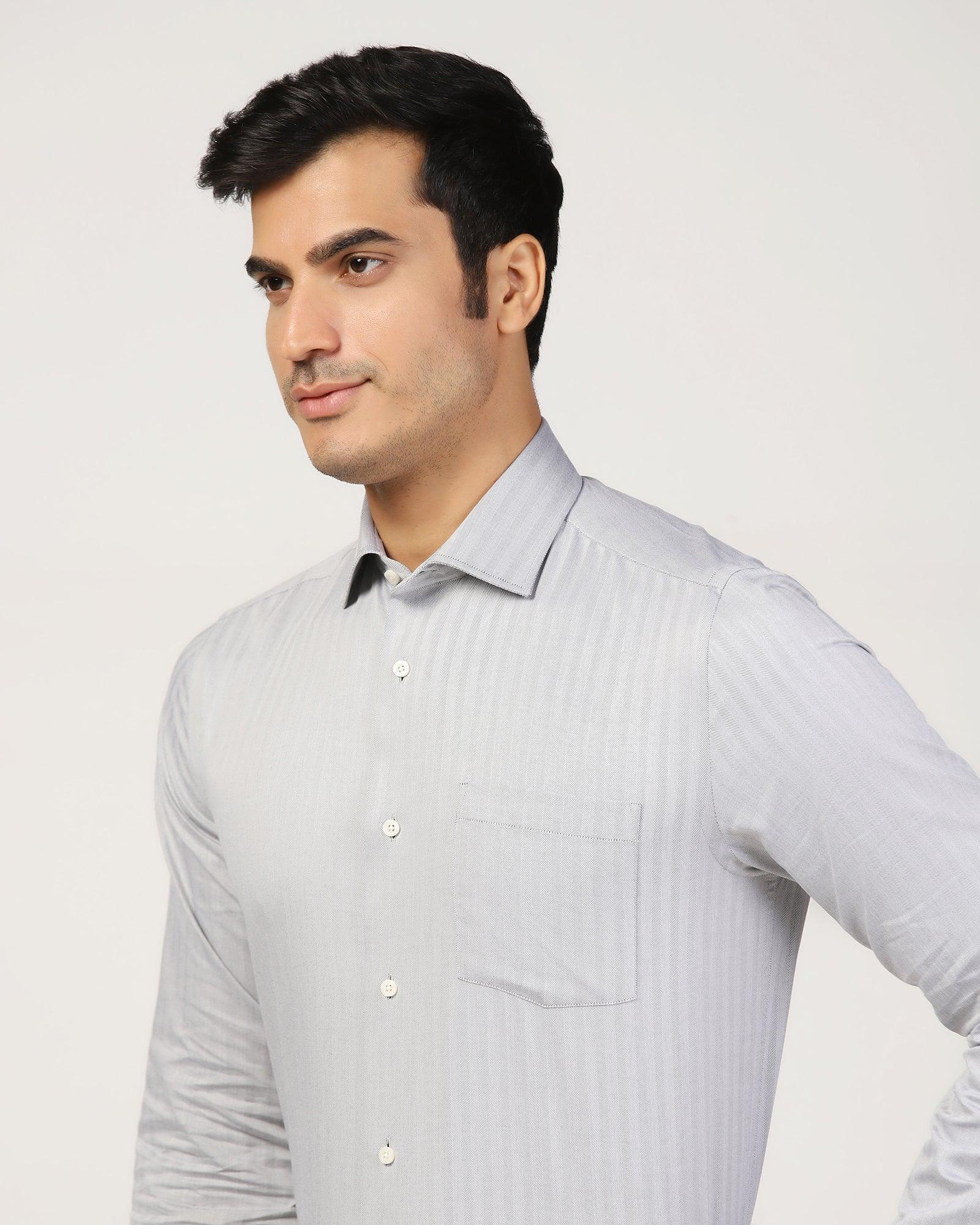 Formal Grey Stripe Shirt - Teri - Blackberrys