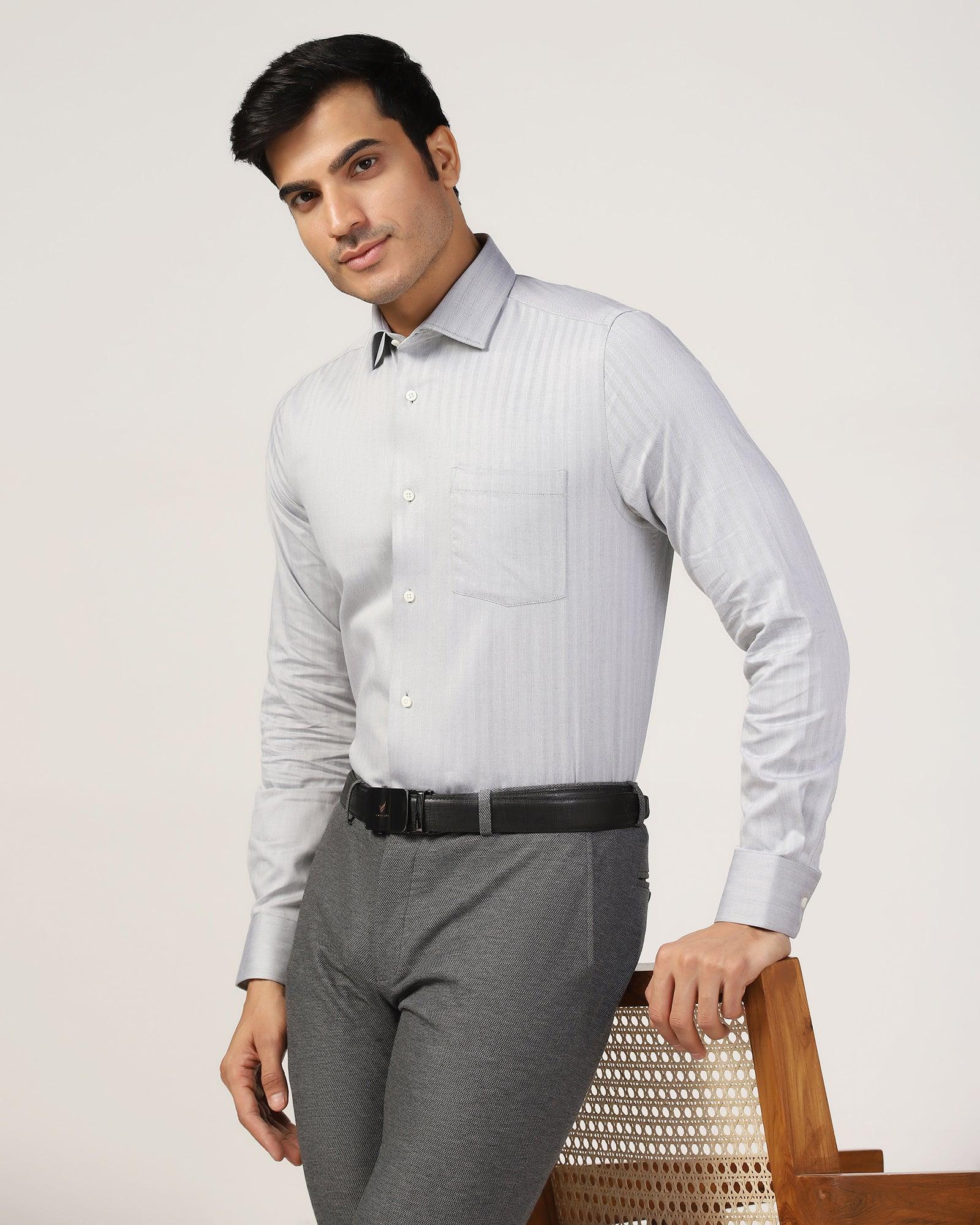 Formal Grey Stripe Shirt - Teri - Blackberrys