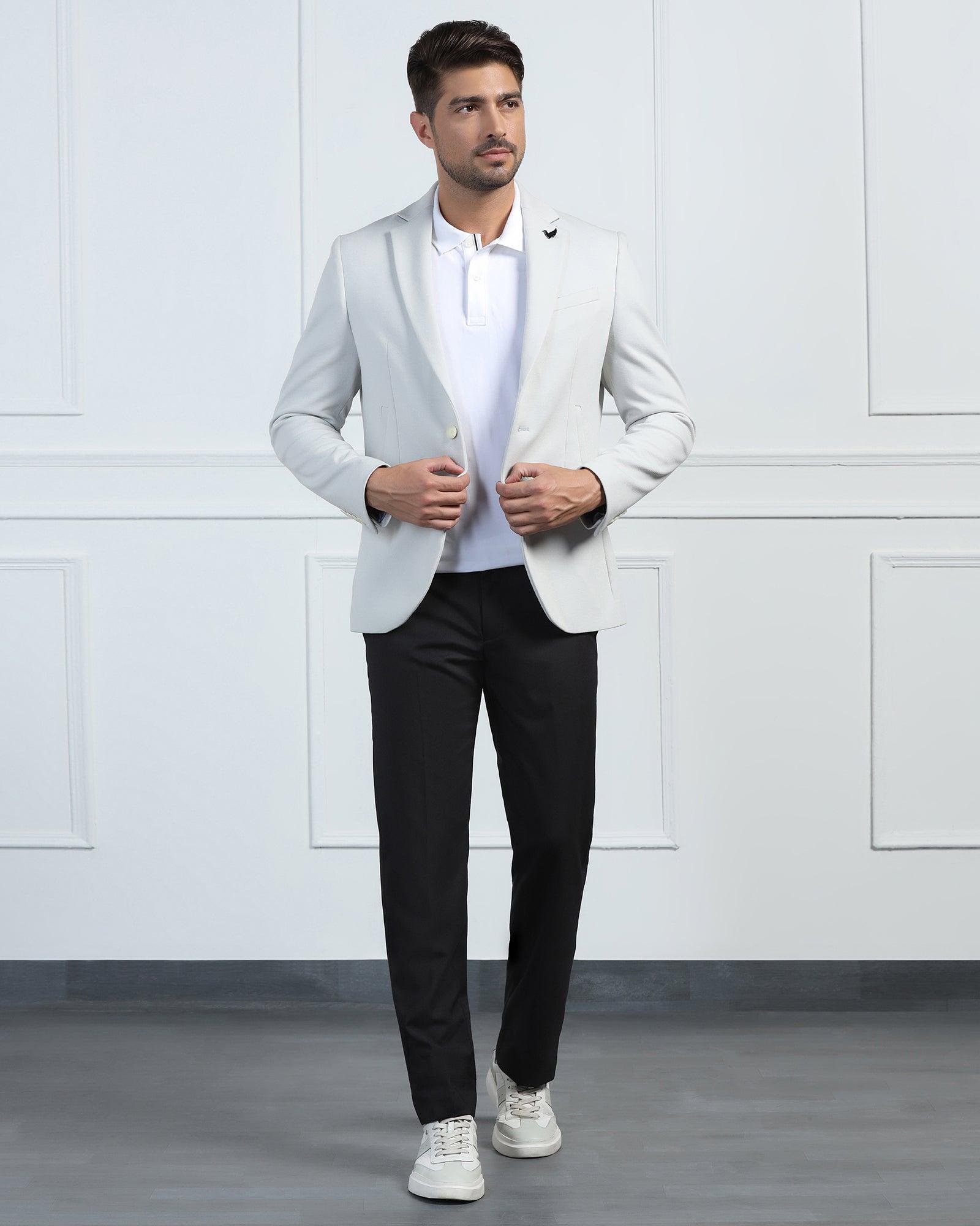 Formal Grey Textured Blazer - Elevate