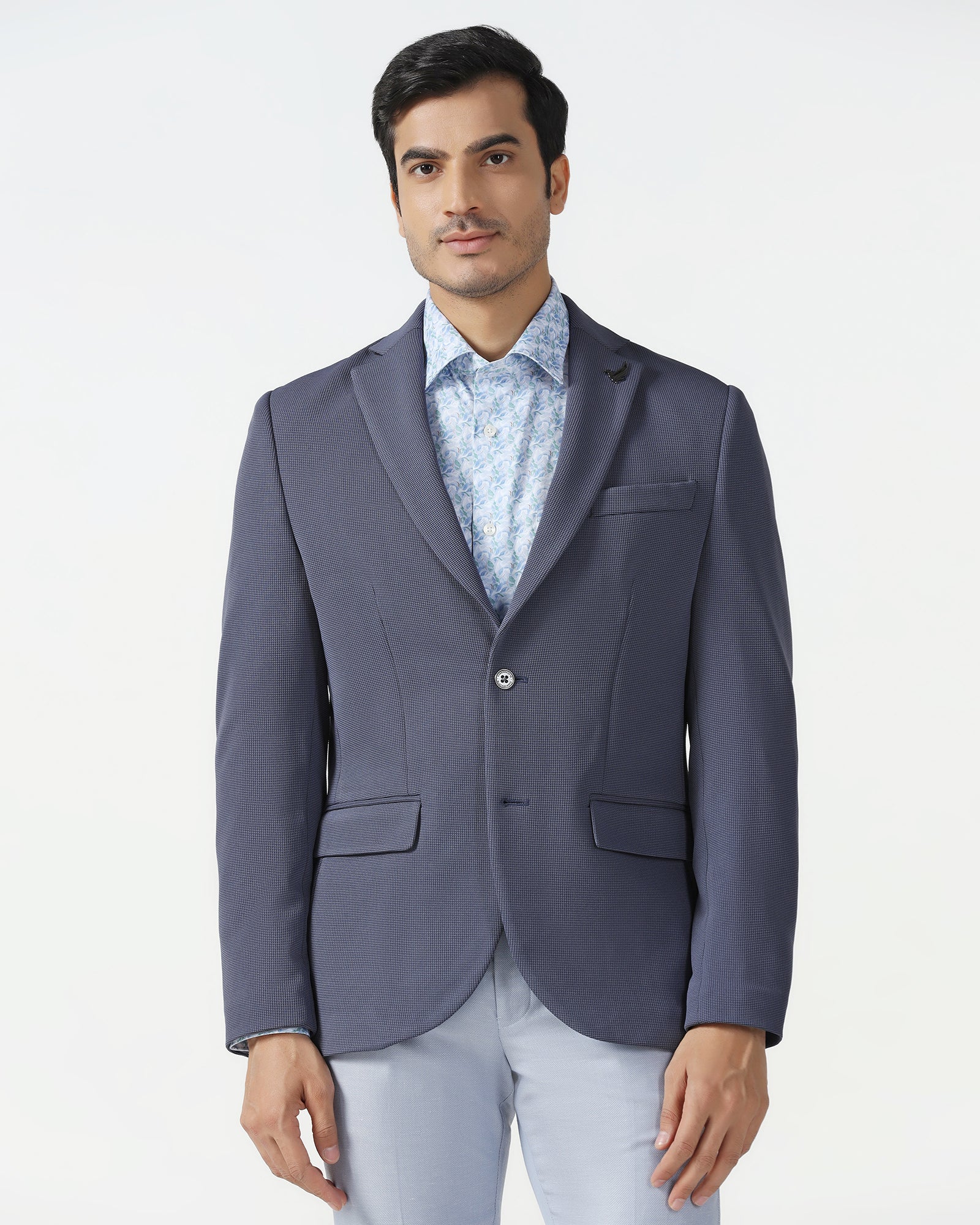 Formal Grey Textured Blazer - Rismo