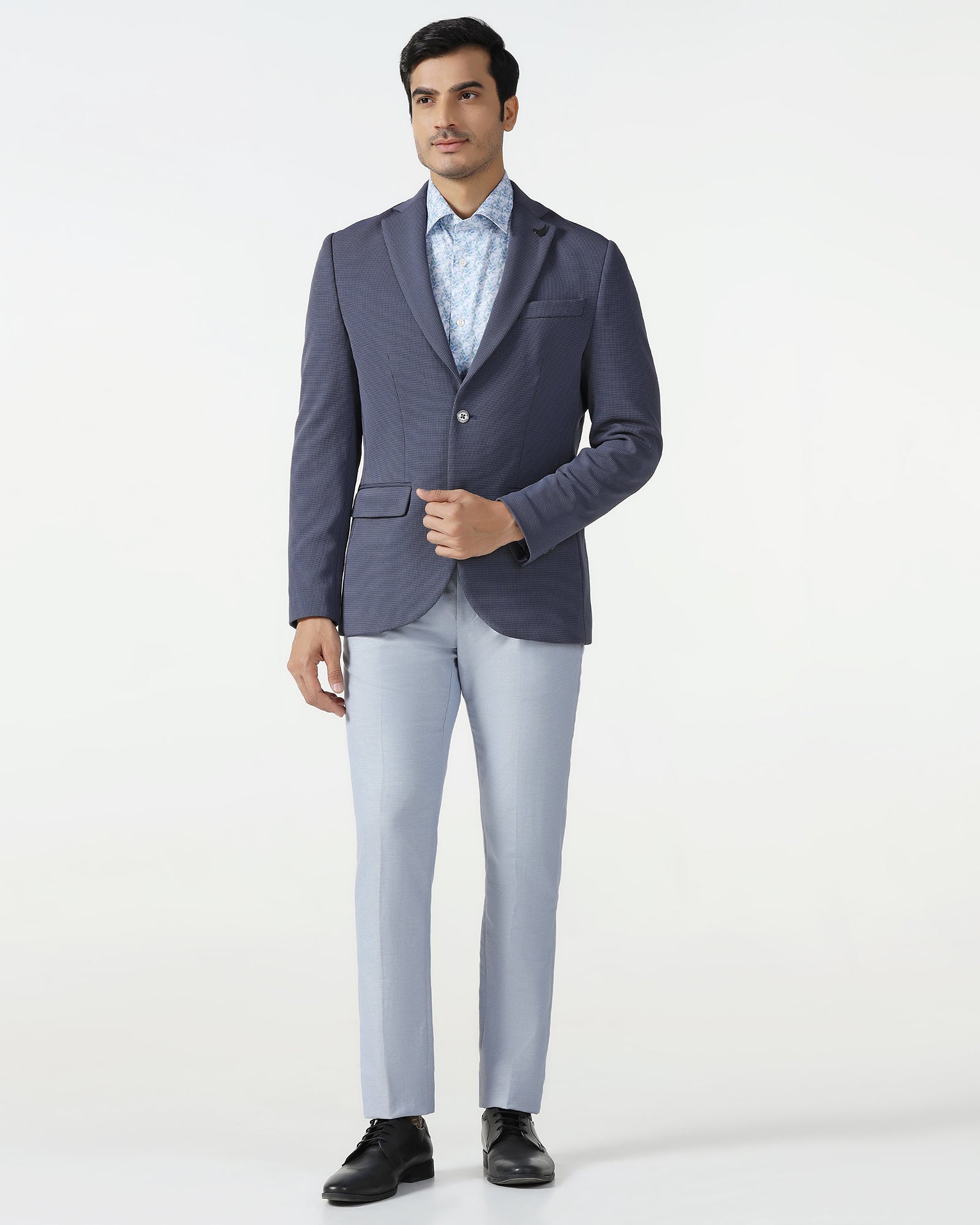 Formal Grey Textured Blazer - Rismo