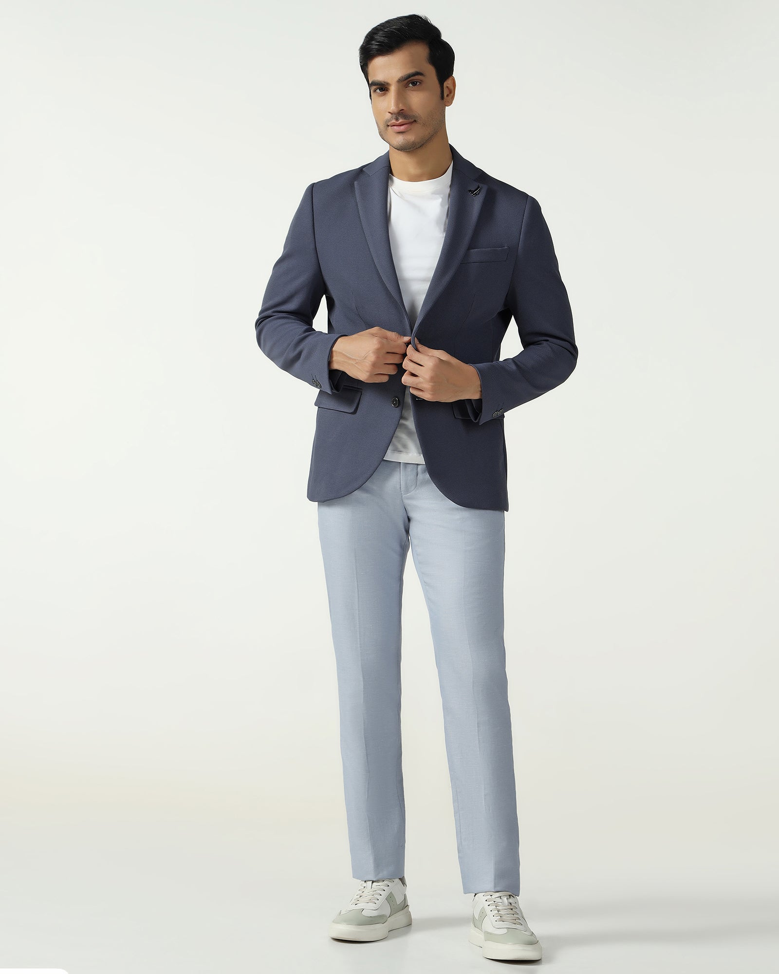 Formal Grey Textured Blazer - Rismo