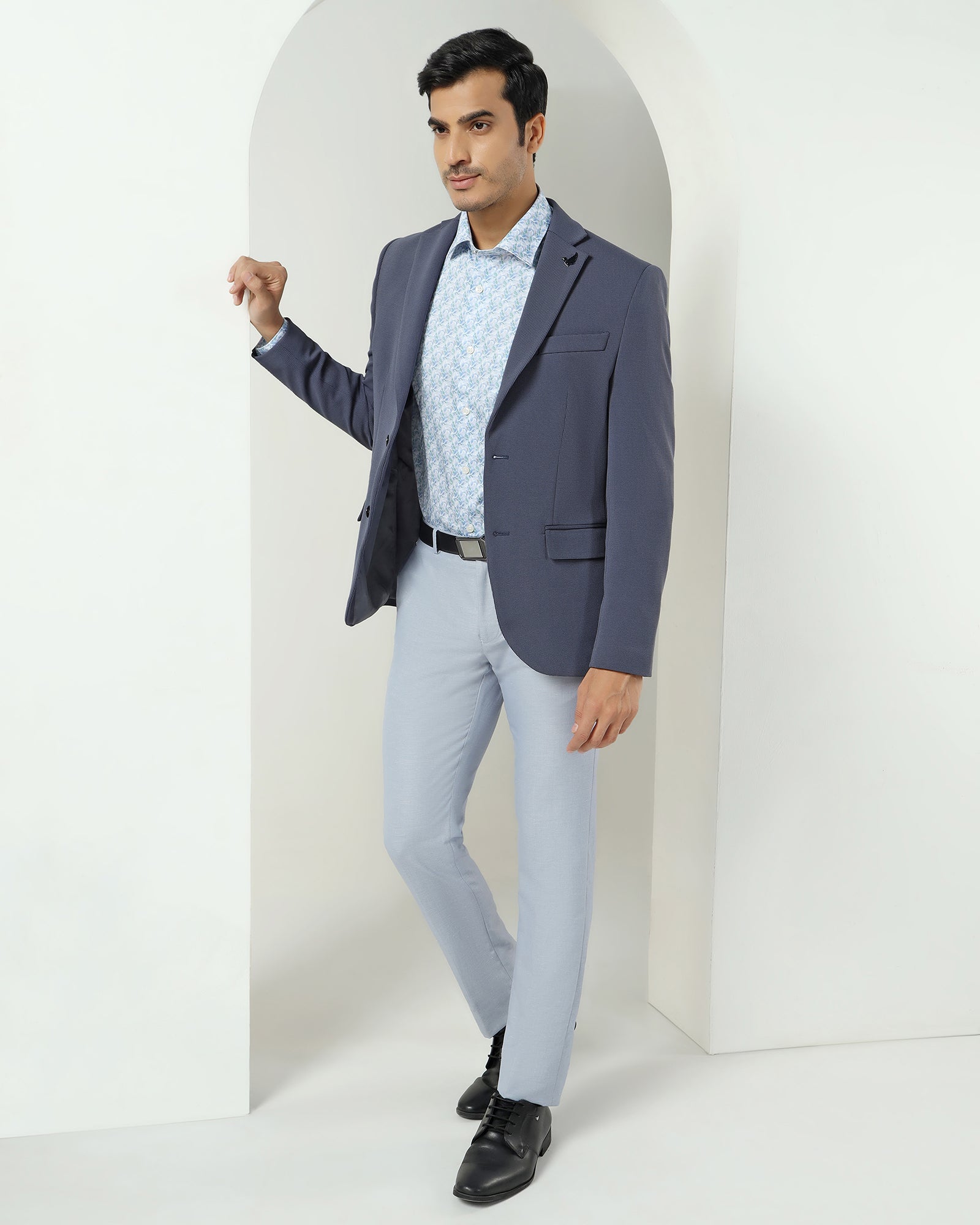 Formal Grey Textured Blazer - Rismo