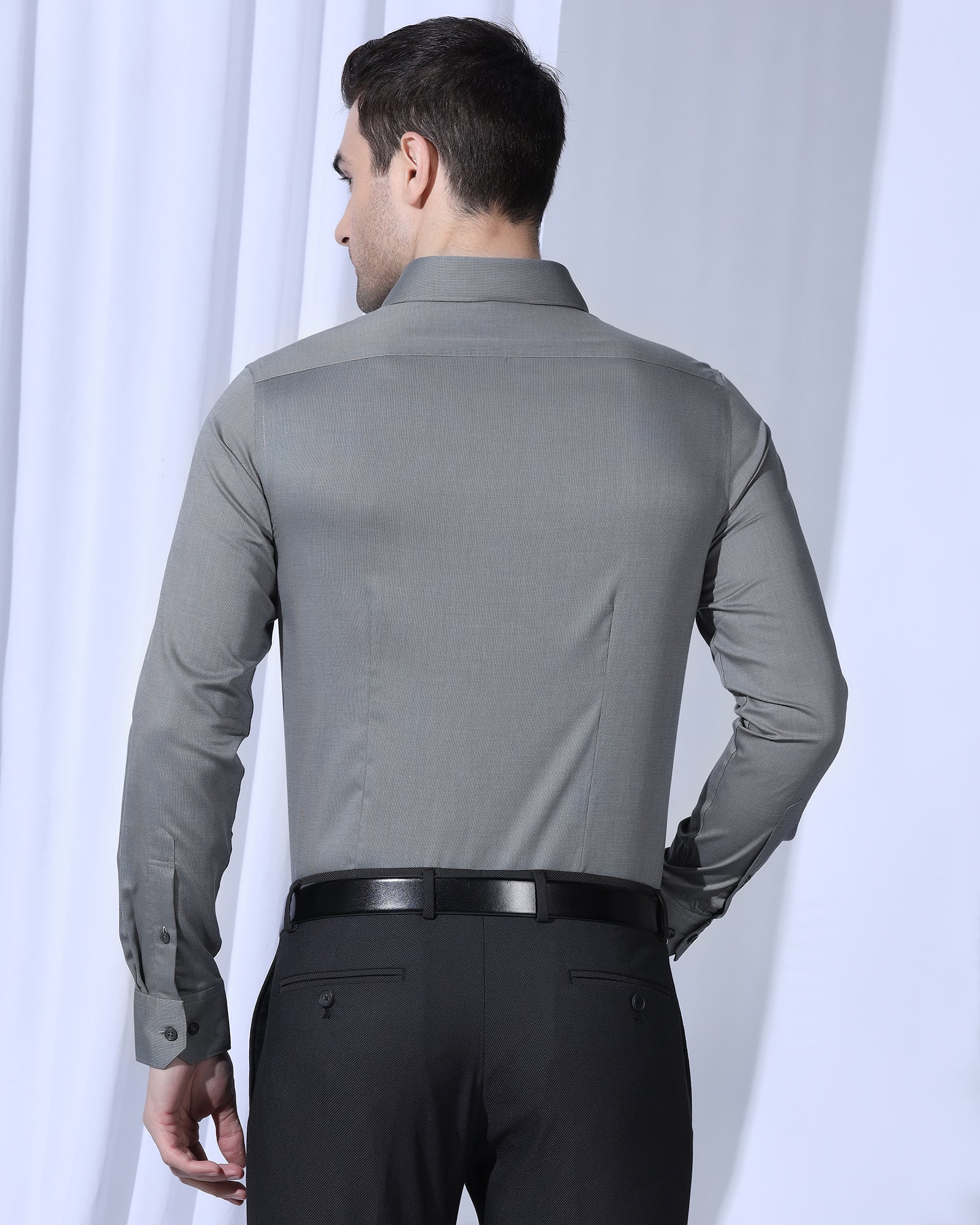 Non Iron Formal Grey Textured Shirt - Vlog