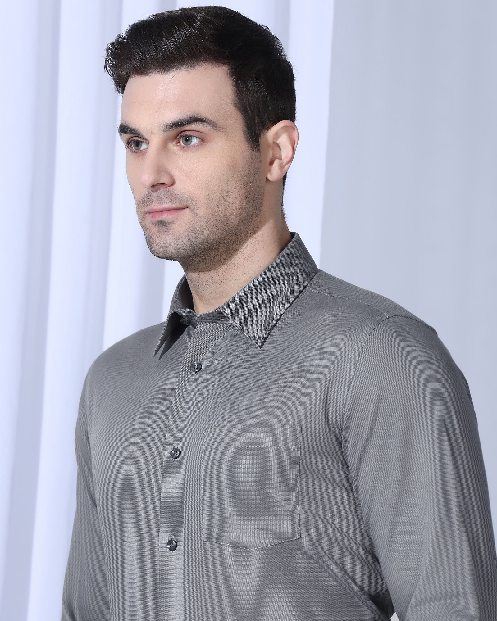 Non Iron Formal Grey Textured Shirt - Vlog