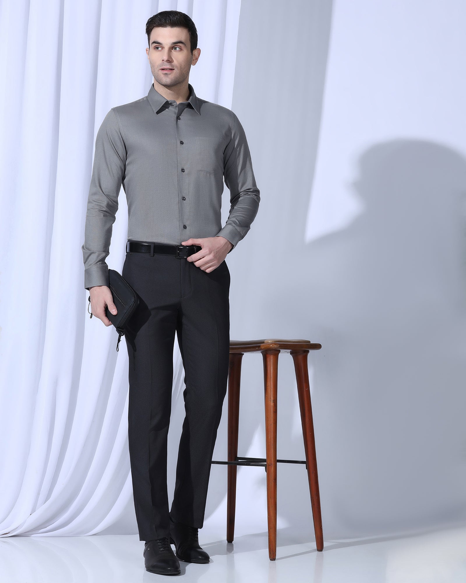 Non Iron Formal Grey Textured Shirt - Vlog