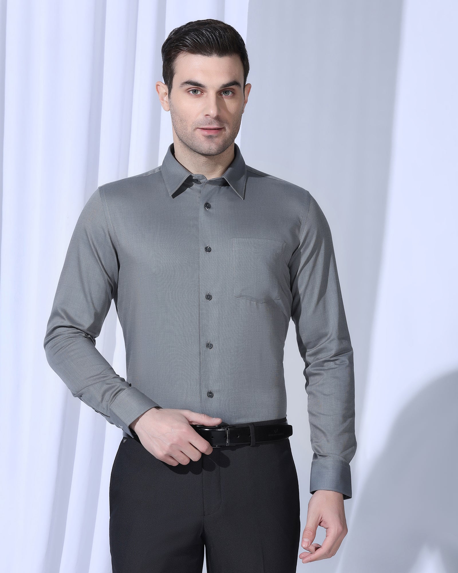 Non Iron Formal Grey Textured Shirt - Vlog