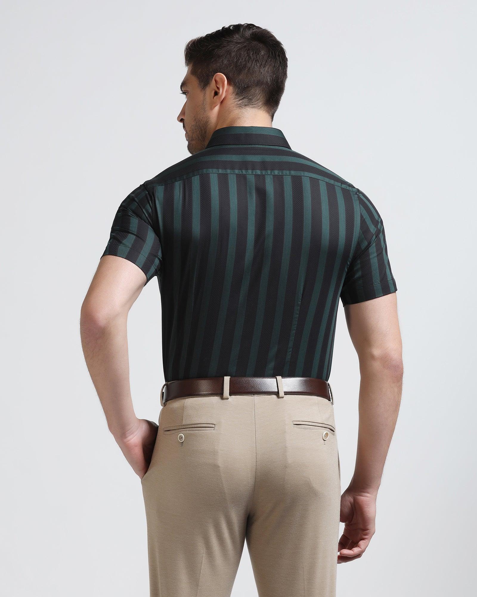 Formal Half Sleeve Black Stripe Shirt - Regis - Blackberrys