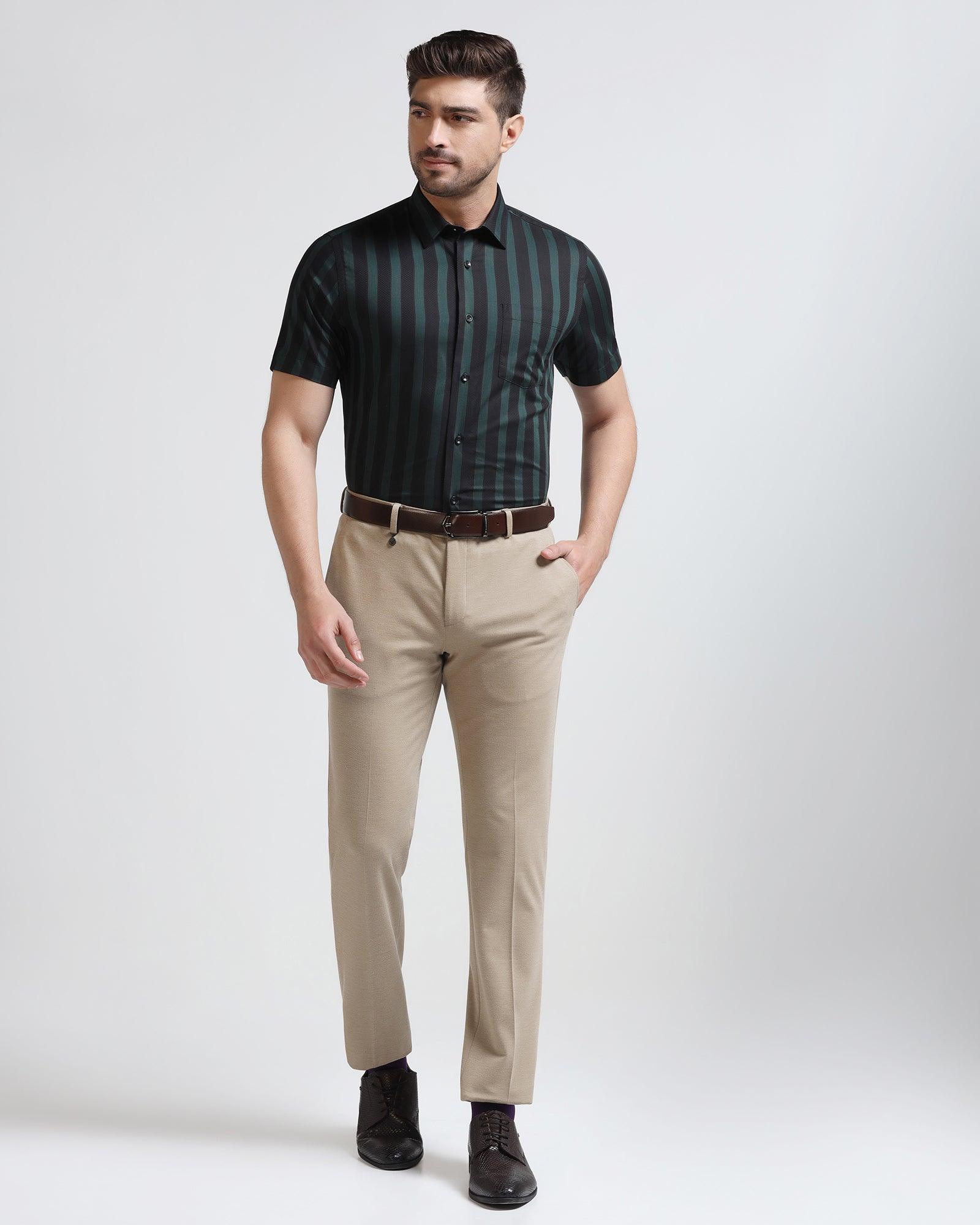 Formal Half Sleeve Black Stripe Shirt - Regis - Blackberrys