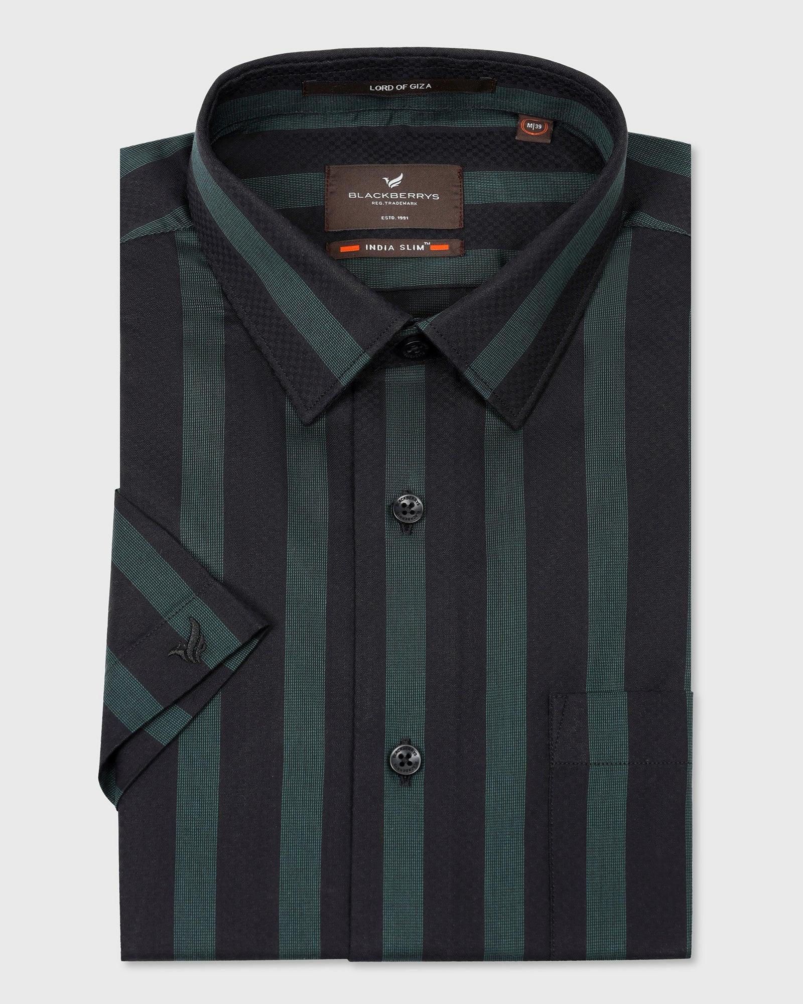Formal Half Sleeve Black Stripe Shirt - Regis - Blackberrys