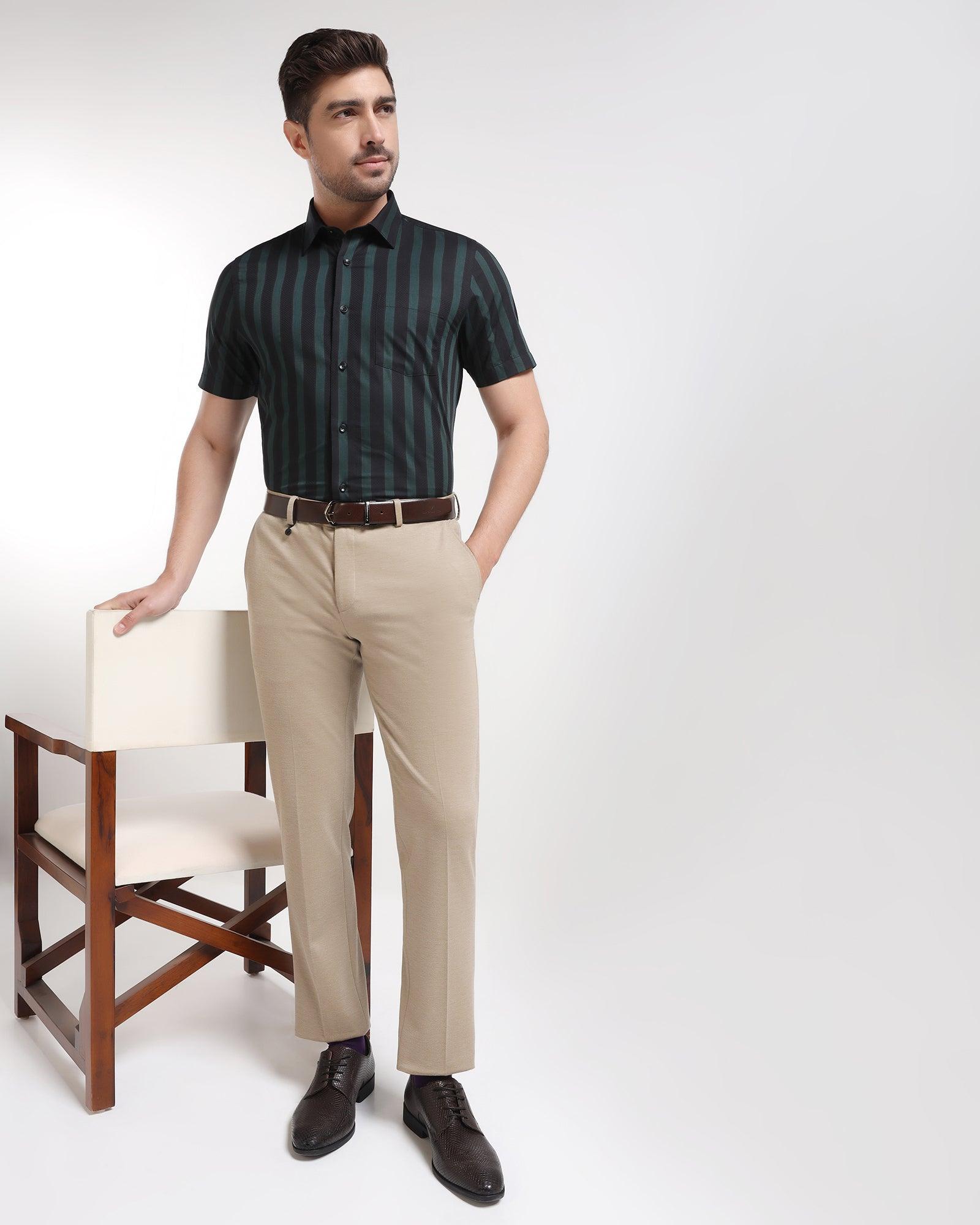 Formal Half Sleeve Black Stripe Shirt - Regis - Blackberrys