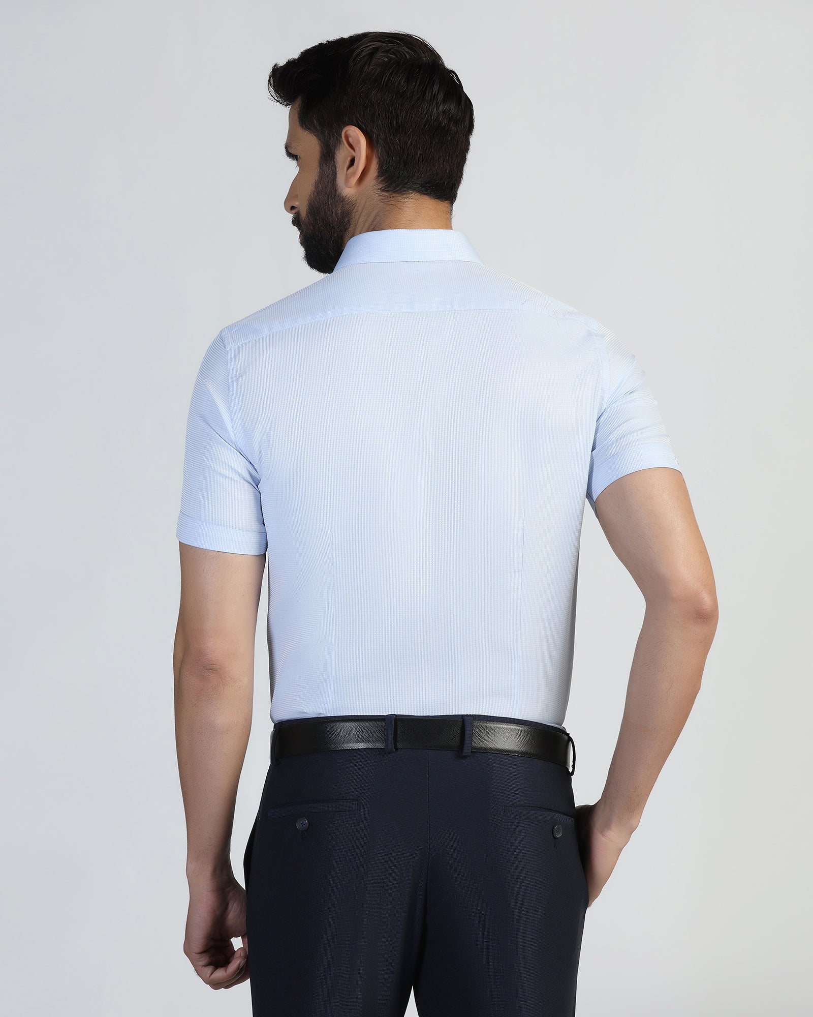 Formal Half Sleeve Blue Textured Shirt - Pace