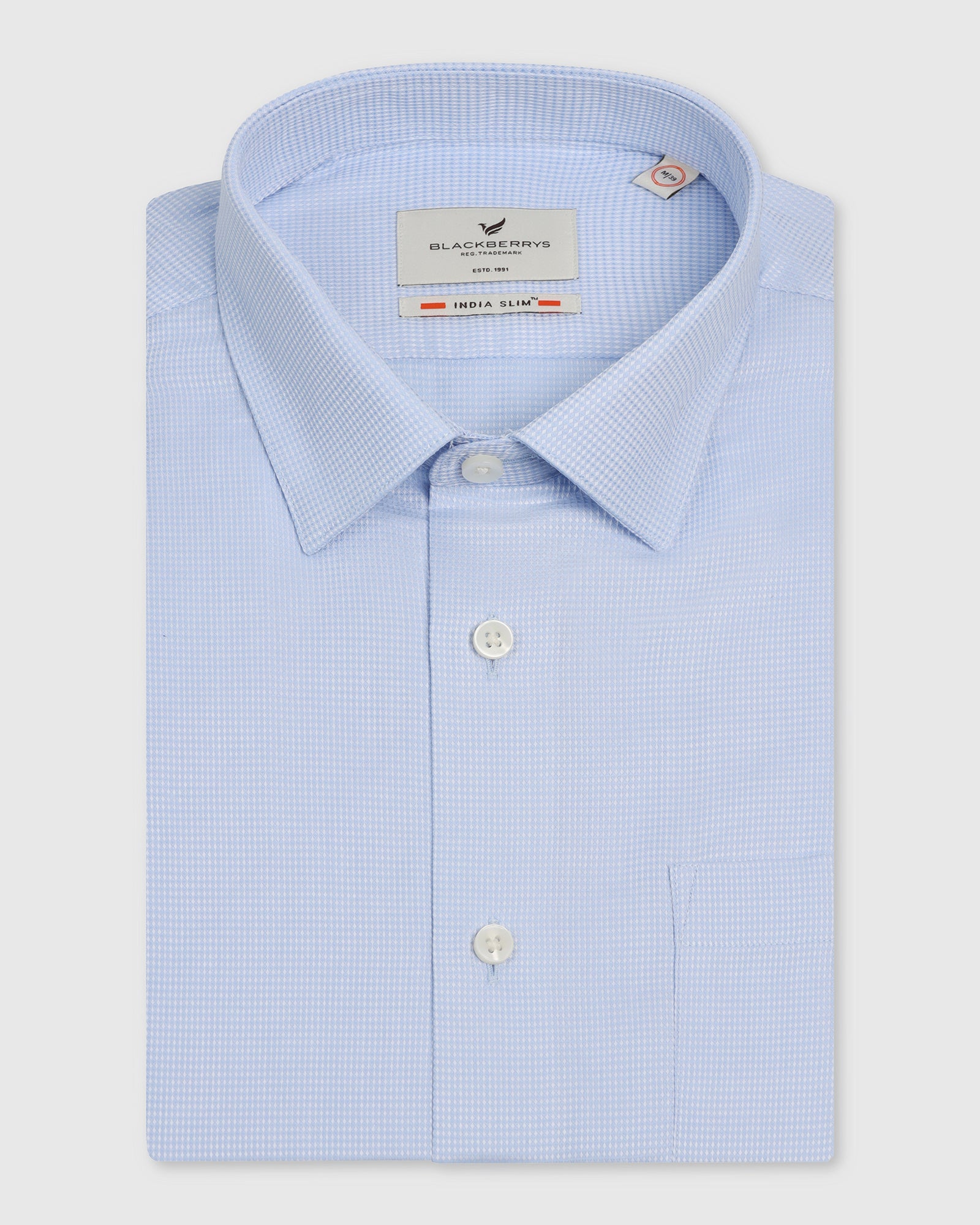 Formal Half Sleeve Blue Textured Shirt - Pace