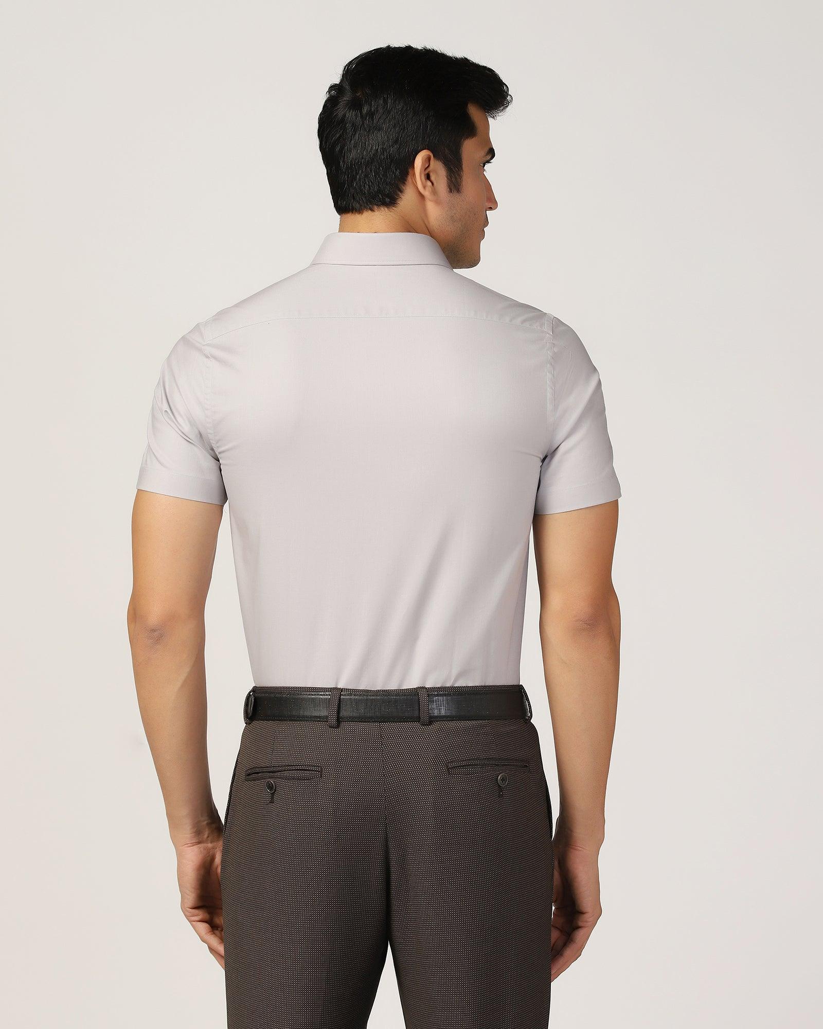 Formal Half Sleeve Grey Solid Shirt - Retro - Blackberrys