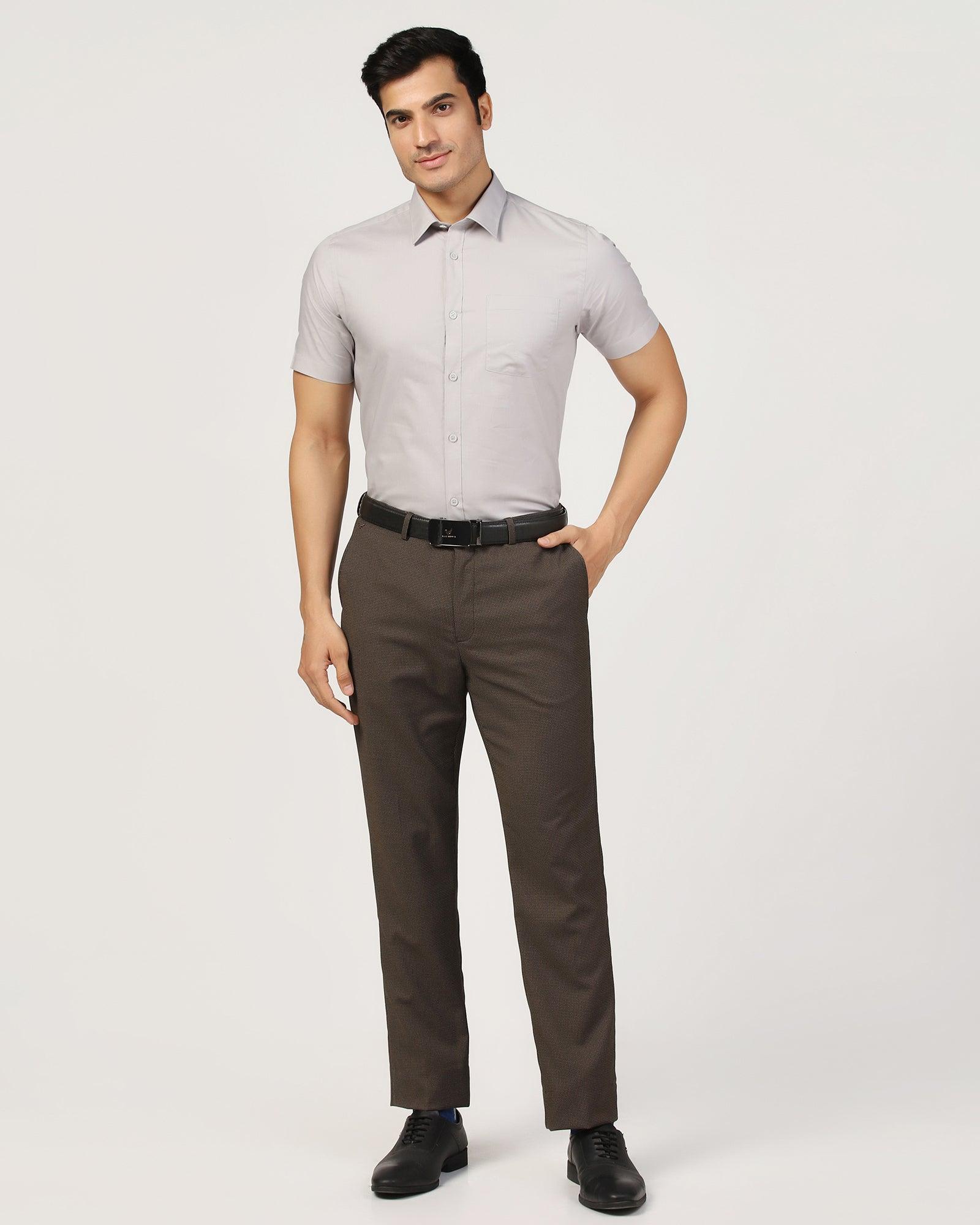 Formal Half Sleeve Grey Solid Shirt - Retro - Blackberrys