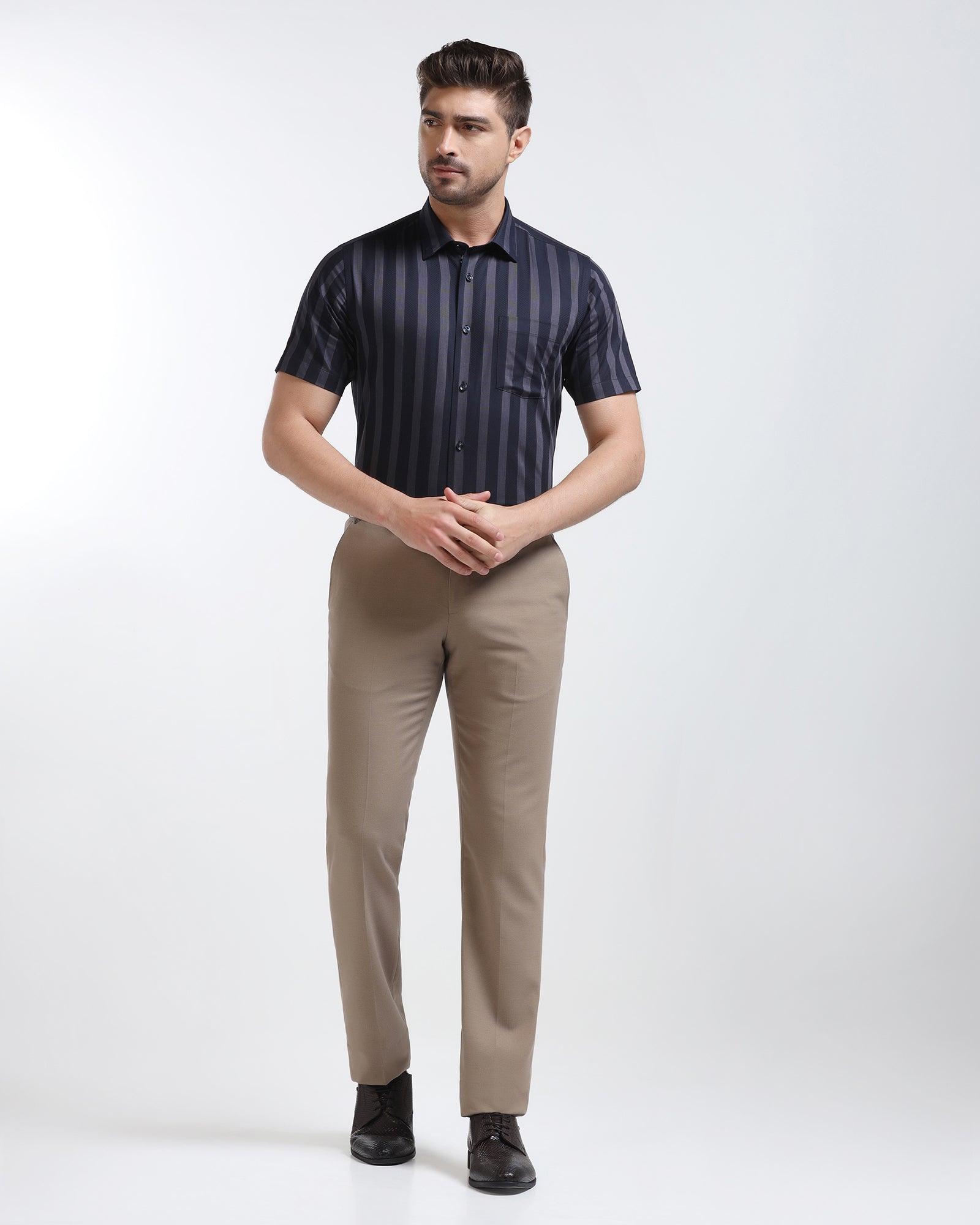 Formal Half Sleeve Navy Stripe Shirt - Regis - Blackberrys