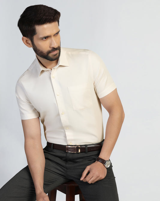 Formal Half Sleeve Yellow Textured Shirt - Pace