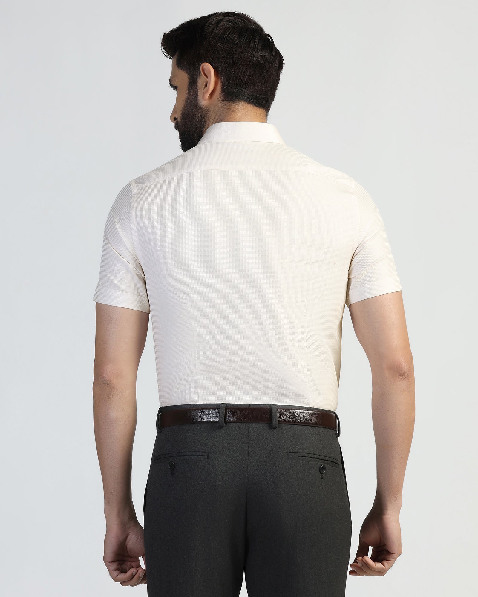 Formal Half Sleeve Yellow Textured Shirt - Pace