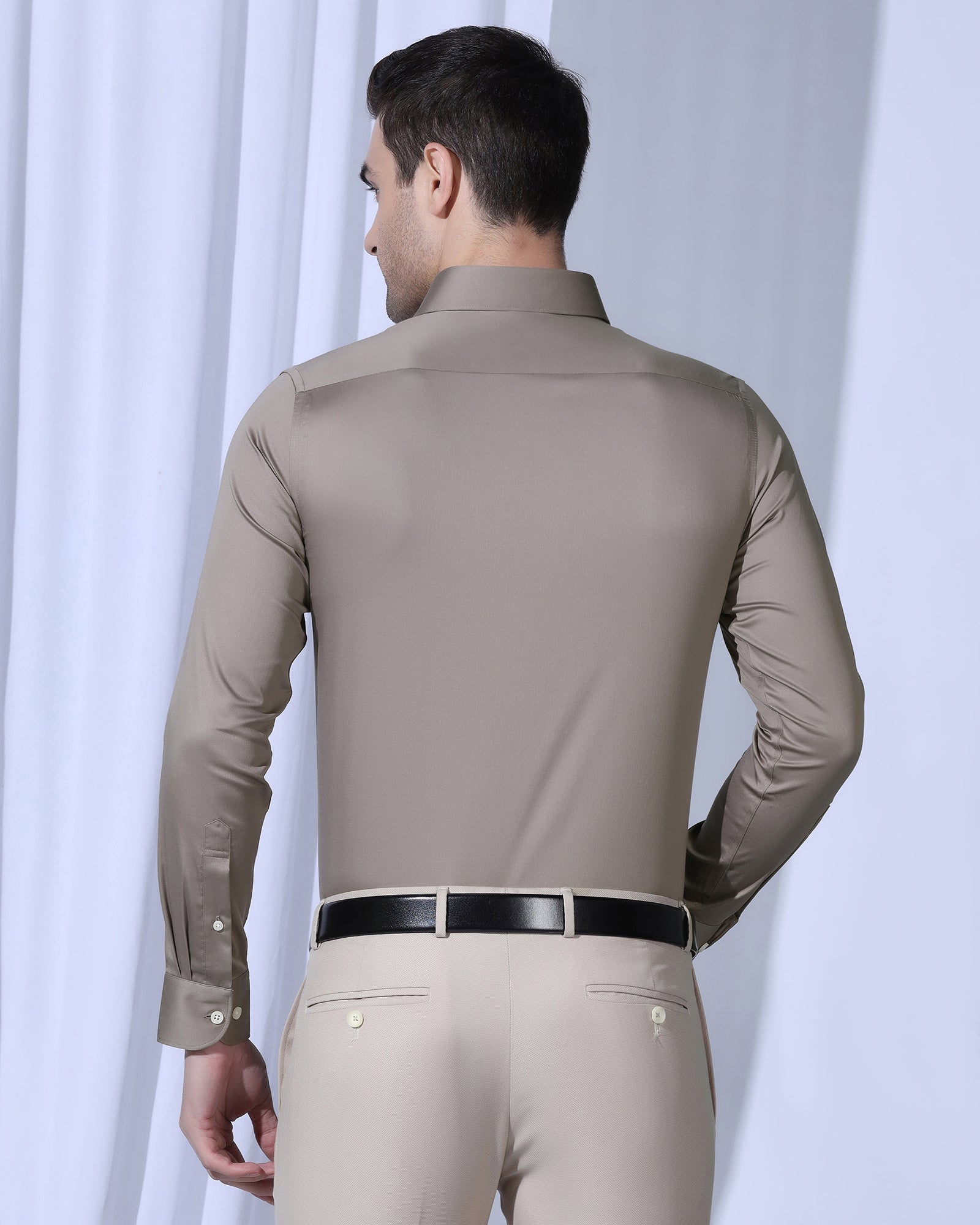 Non Iron Formal Khaki Solid Shirt - Georgia