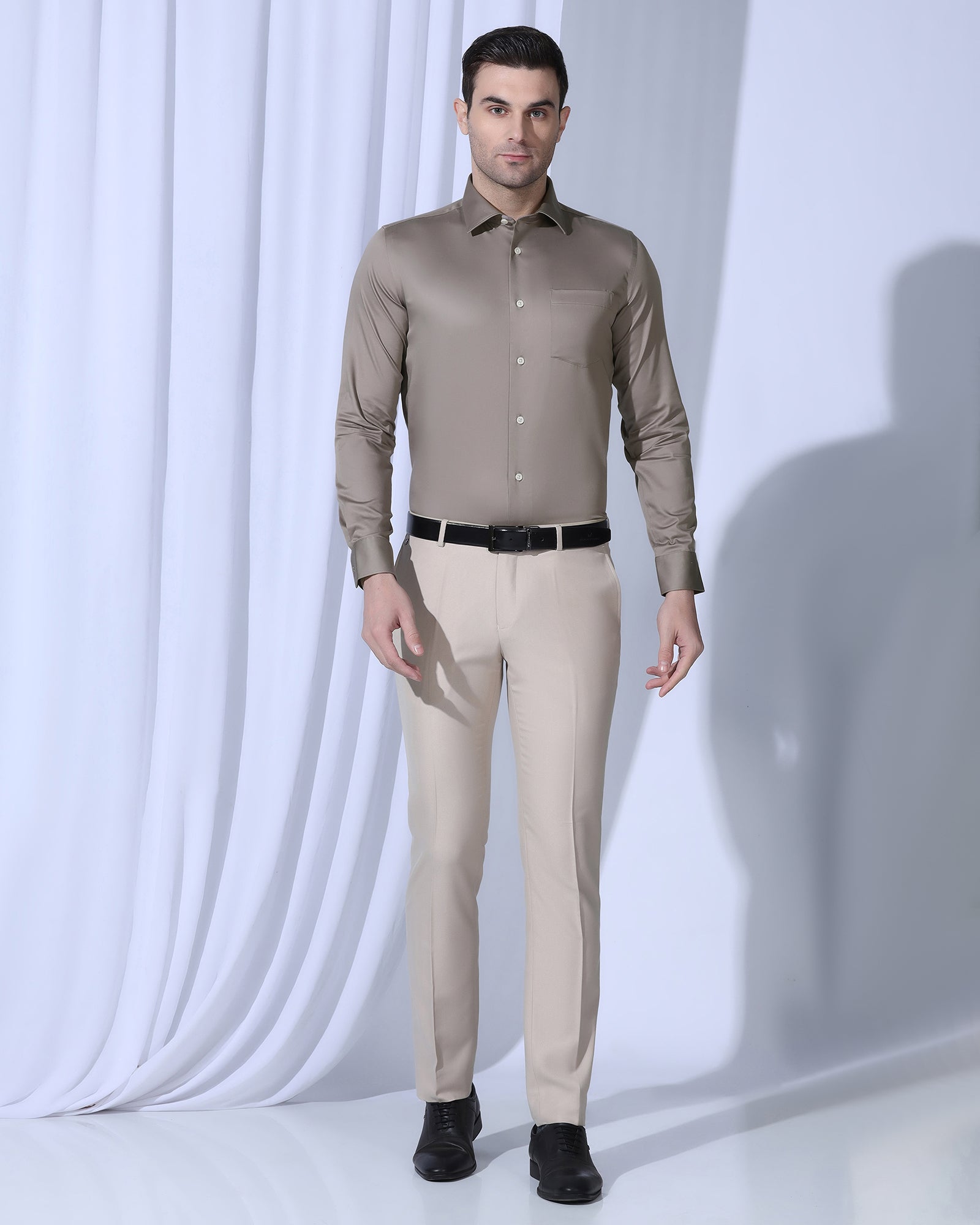 Non Iron Formal Khaki Solid Shirt - Georgia