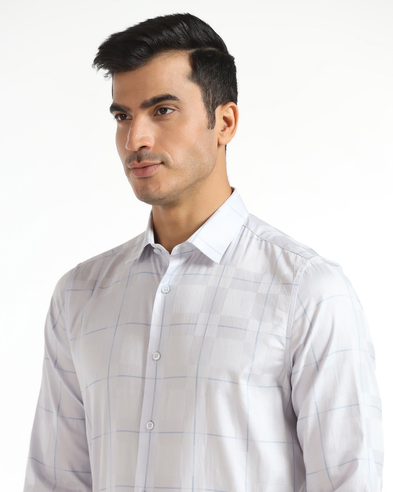 Formal Lavender Check Shirt - Santro