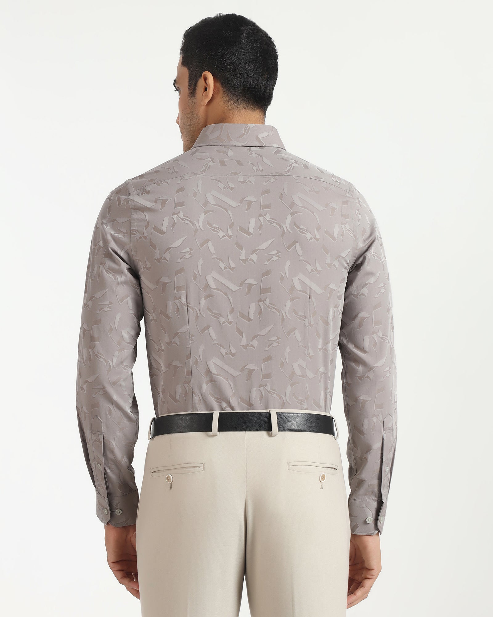 Formal Light Grey Jacquard Shirt - Riley